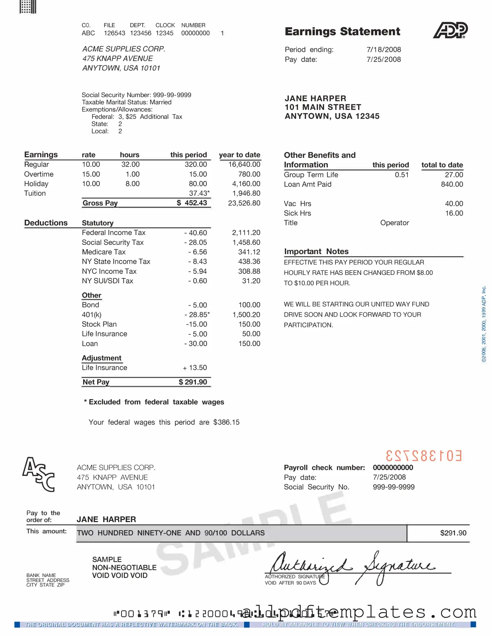 Get Adp Pay Stub Form in PDF