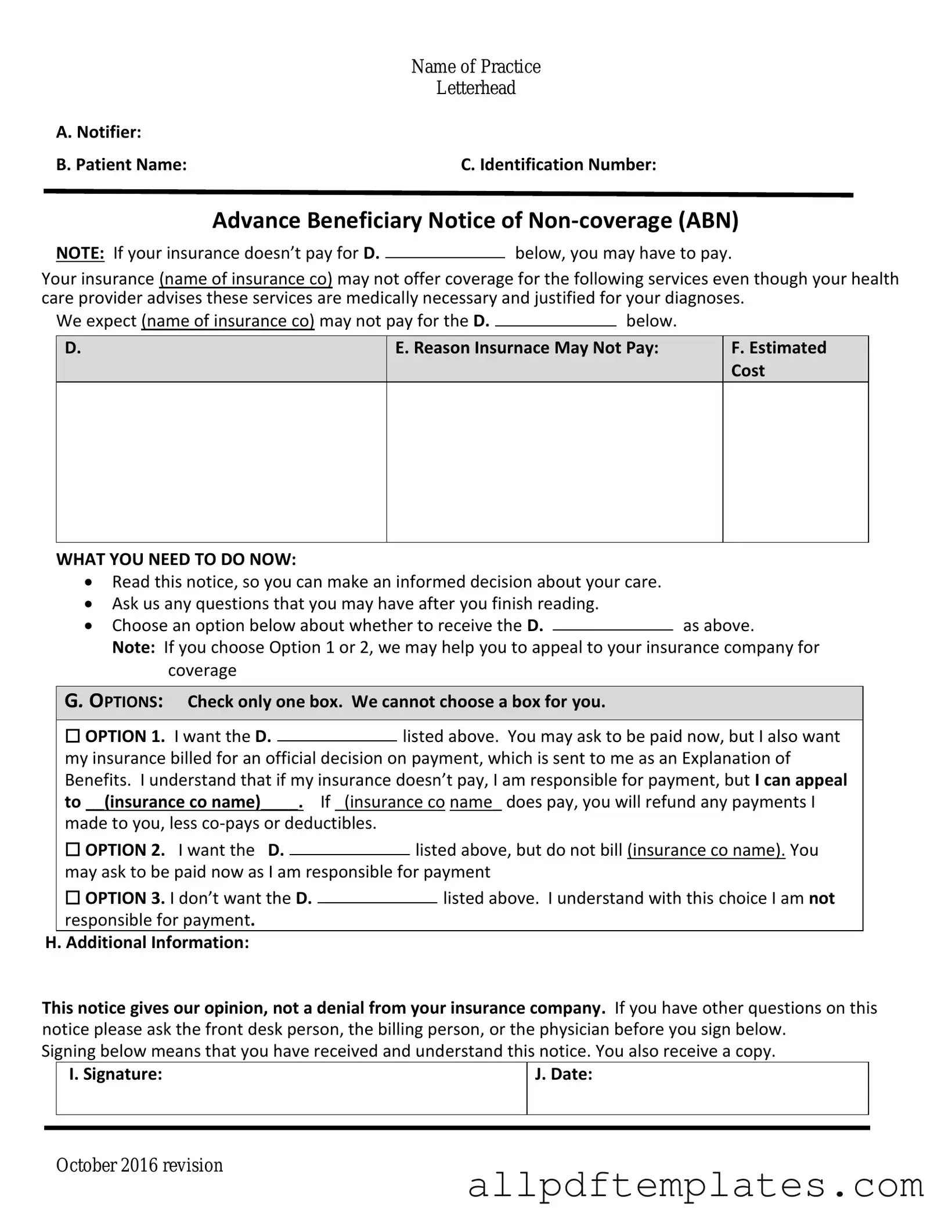 Get Advance Beneficiary Notice of Non-coverage Form in PDF
