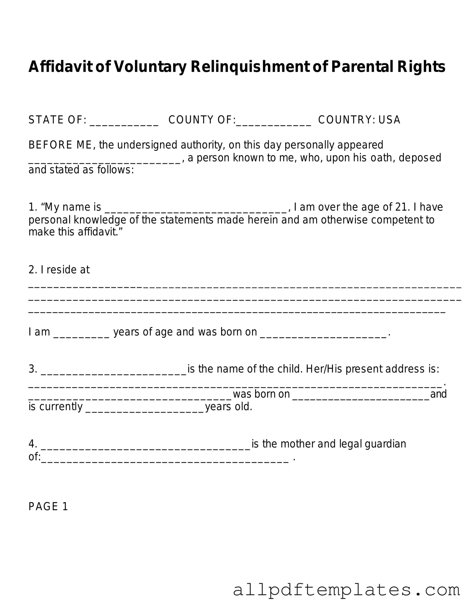 Get Affidavit Parental Rights Form in PDF