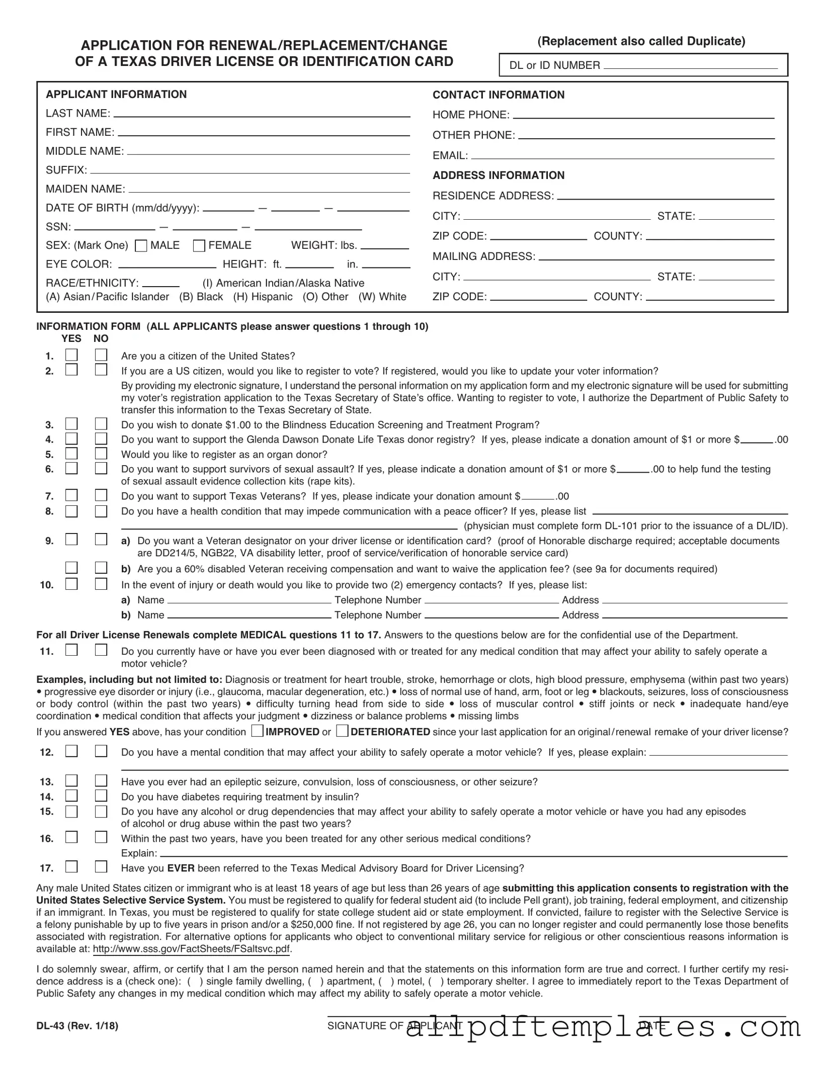 Get DL-43 Form in PDF