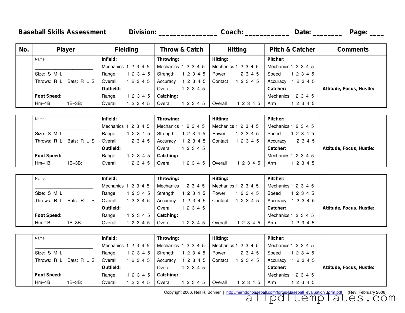 Get Baseball Assessment Form in PDF