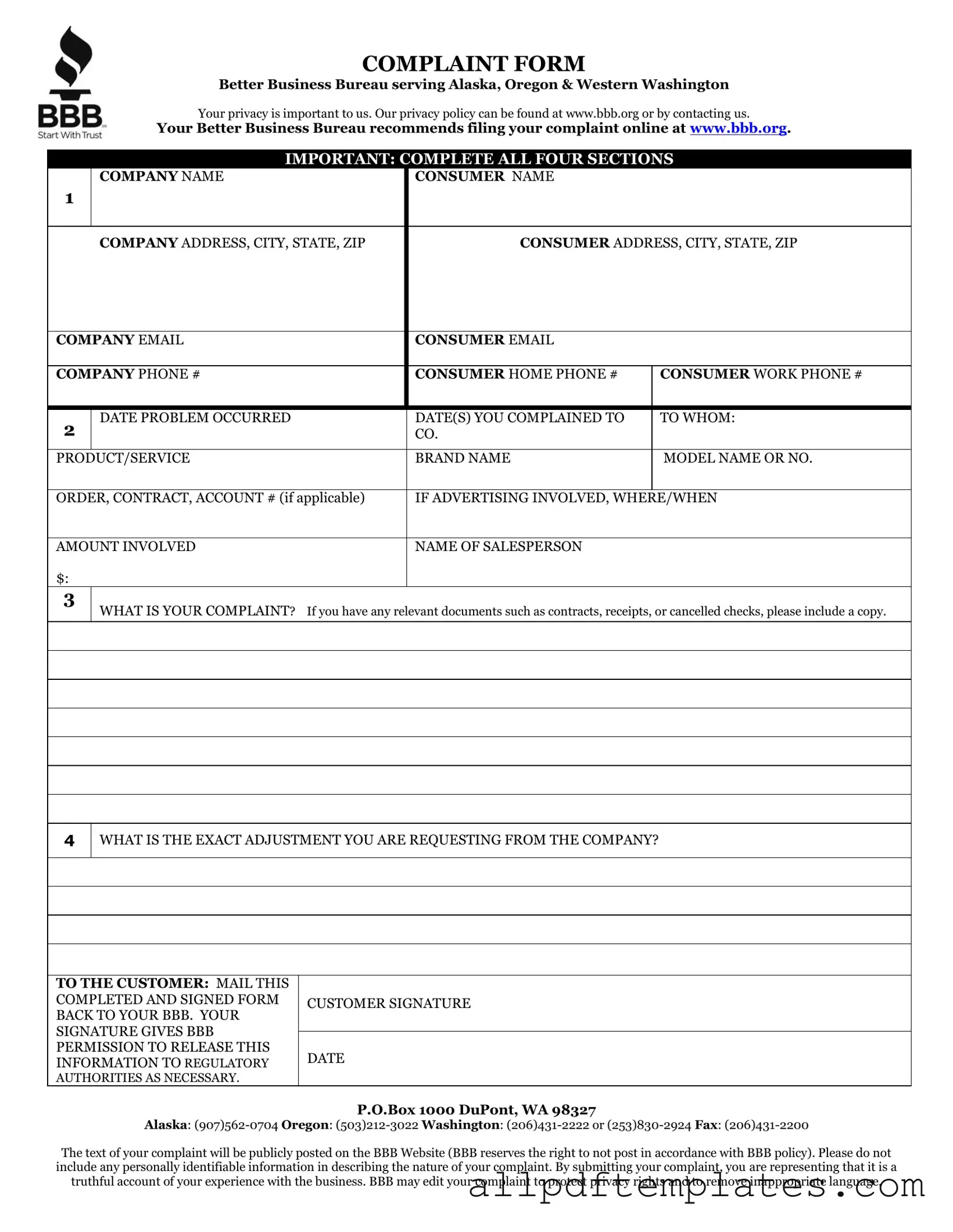 Get Bbb Complaint Form in PDF