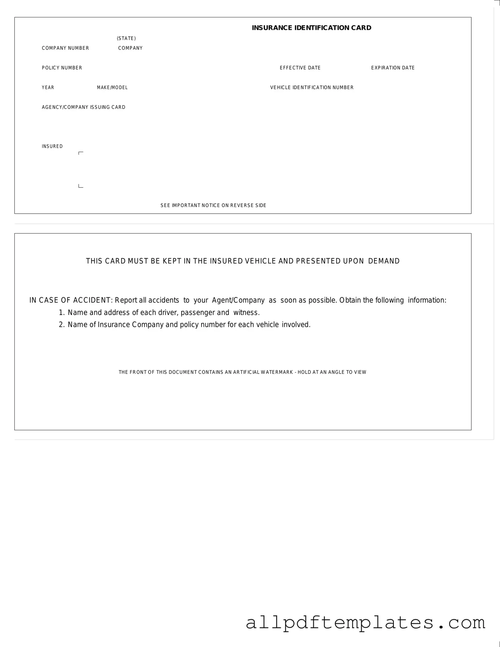 Get Auto Insurance Card Form in PDF