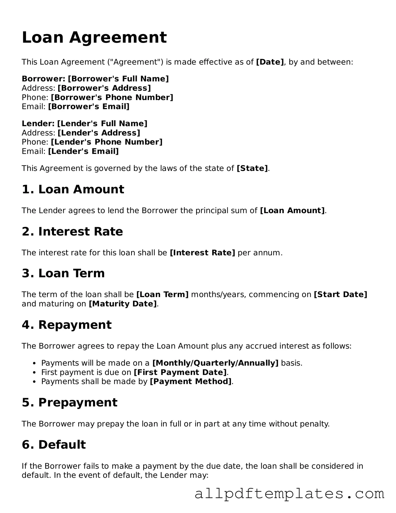 Free Loan Agreement Template