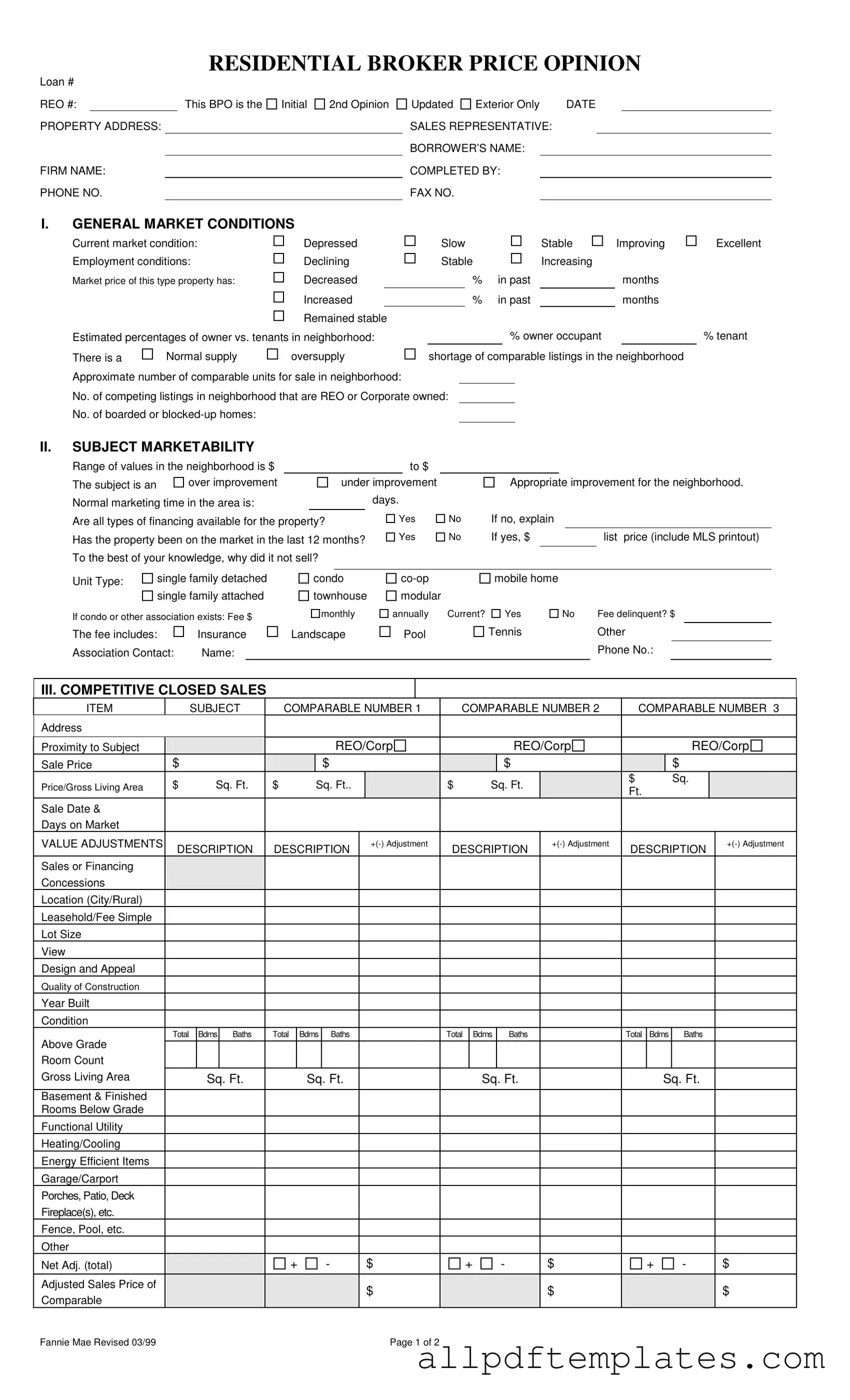 Get Broker Price Opinion Form in PDF