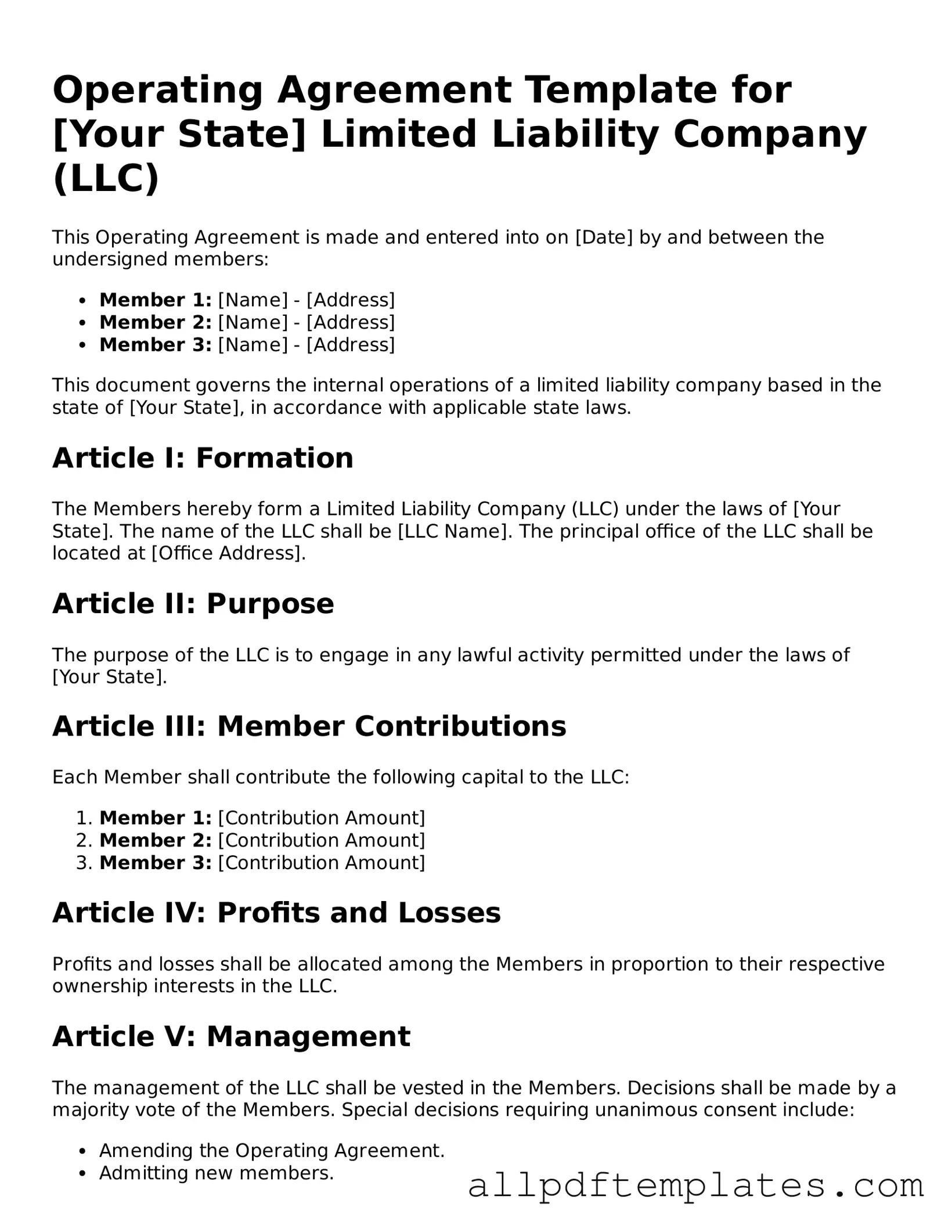 Free Operating Agreement Template