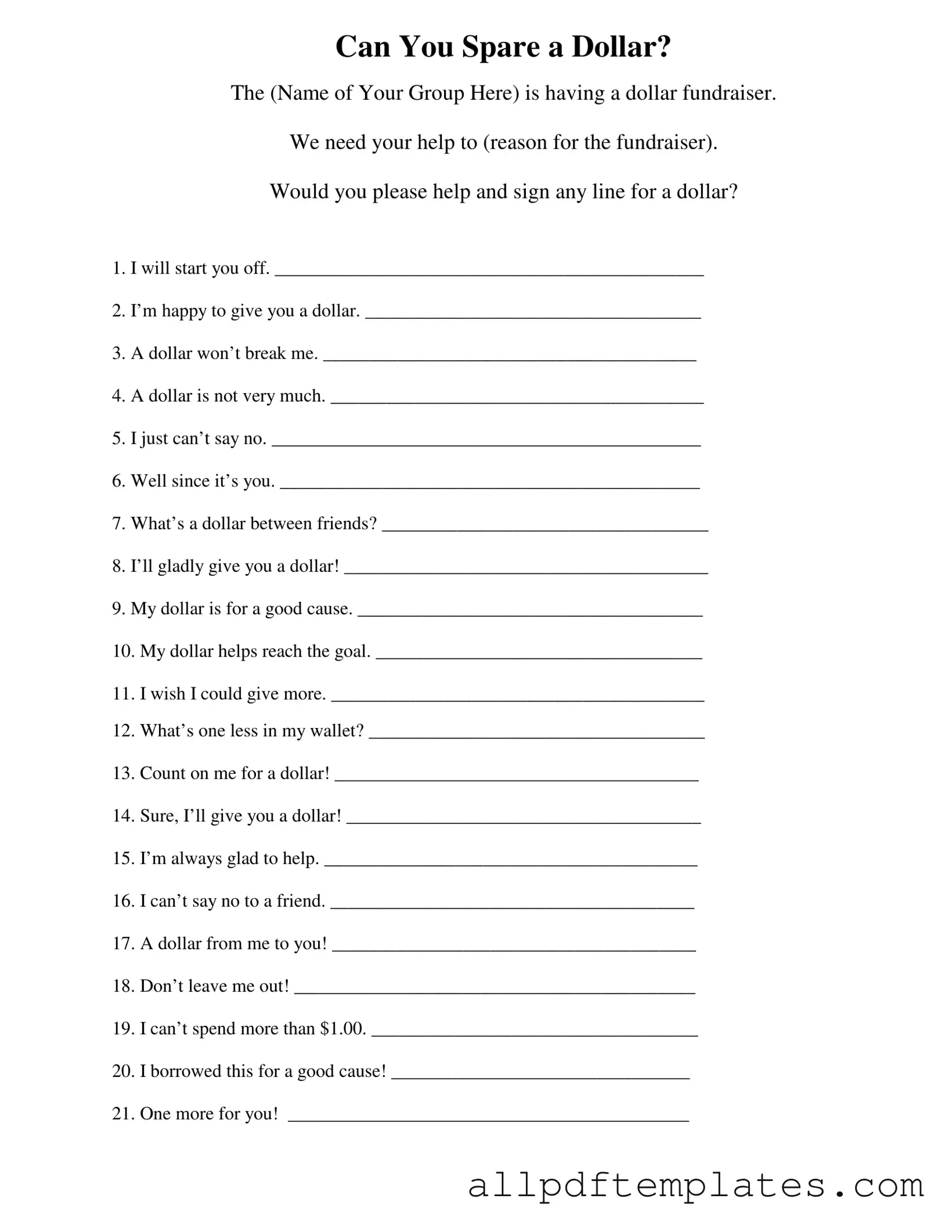 Get Donated A Dollar Form in PDF