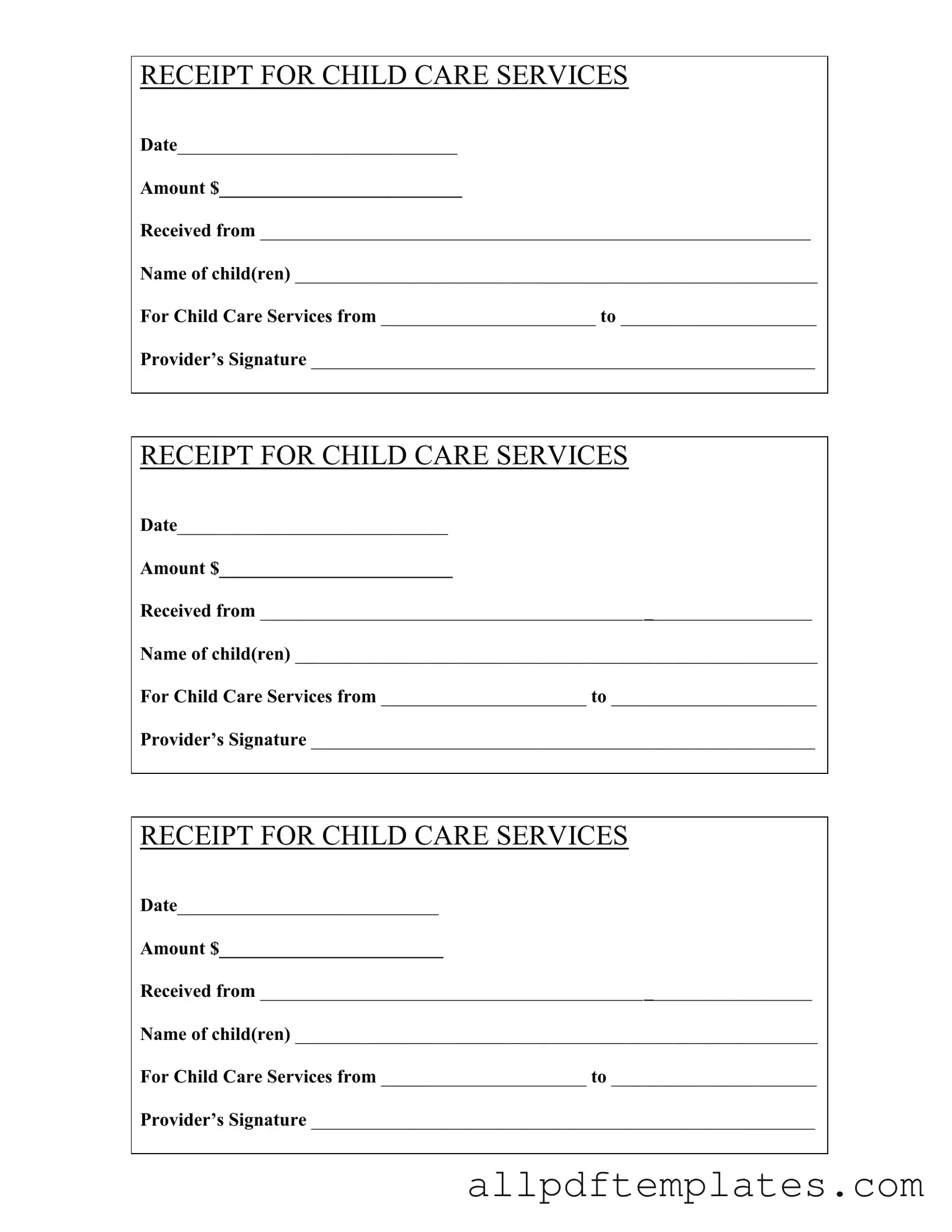 Get Childcare Receipt Form in PDF
