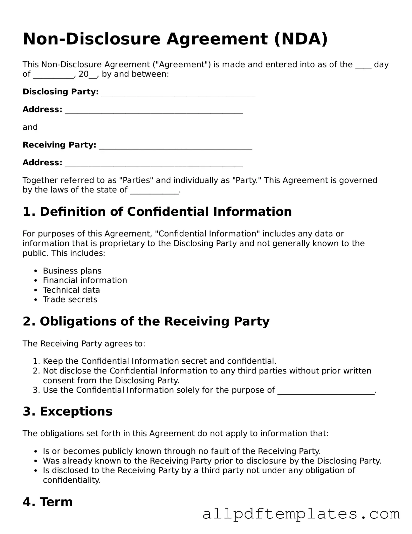 Free Non-disclosure Agreement Template