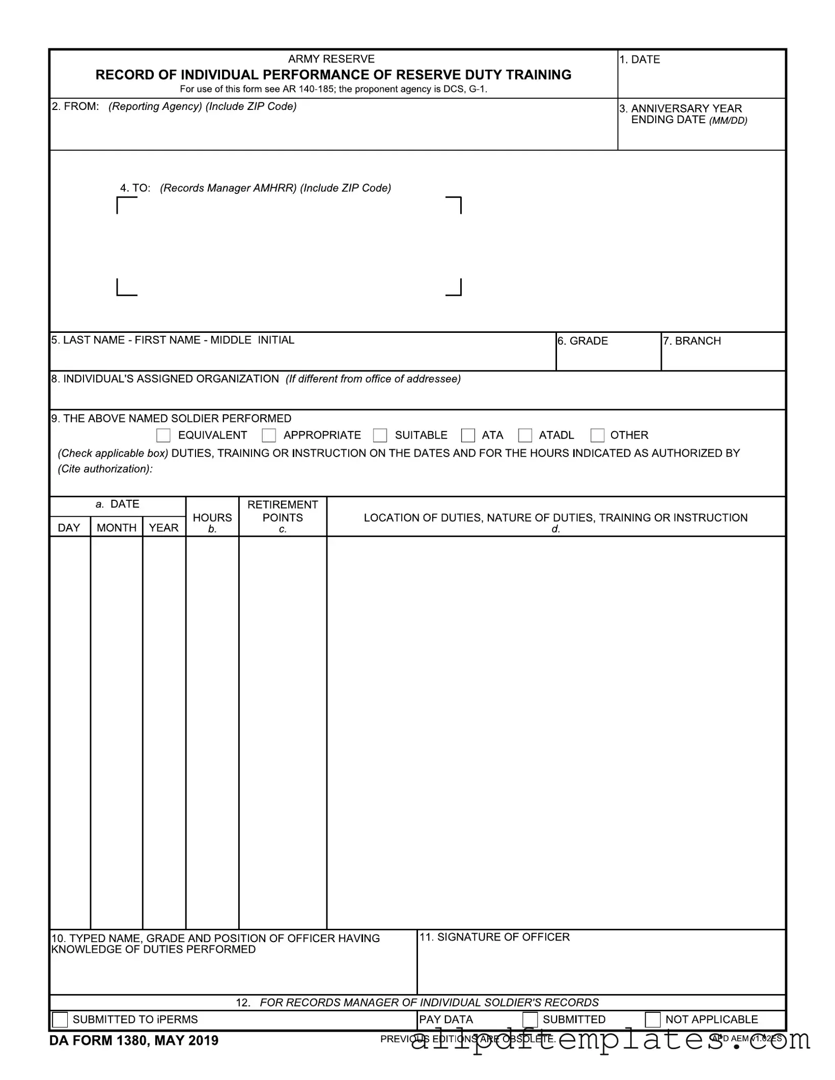 Get Da 1380 Form in PDF