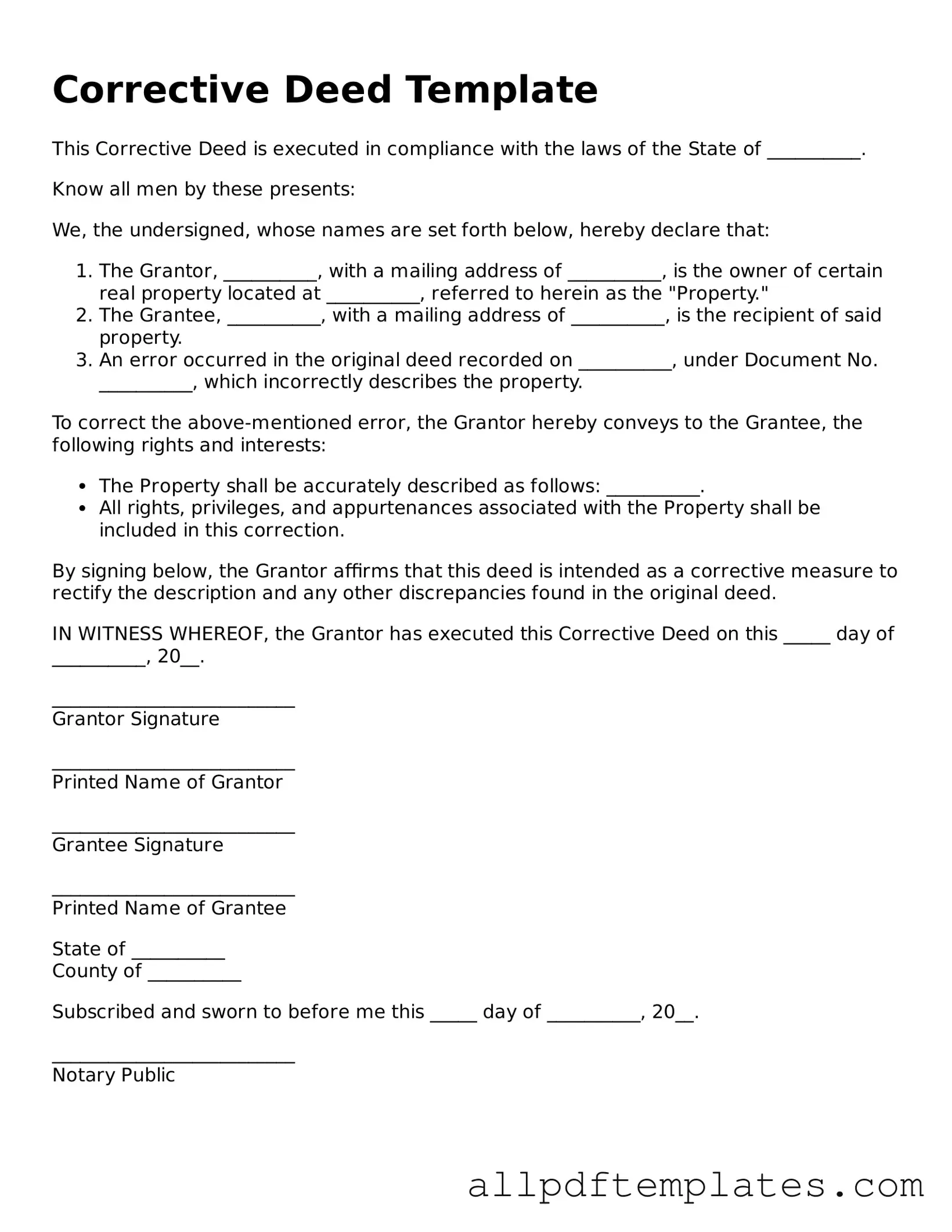 Free Corrective Deed Template