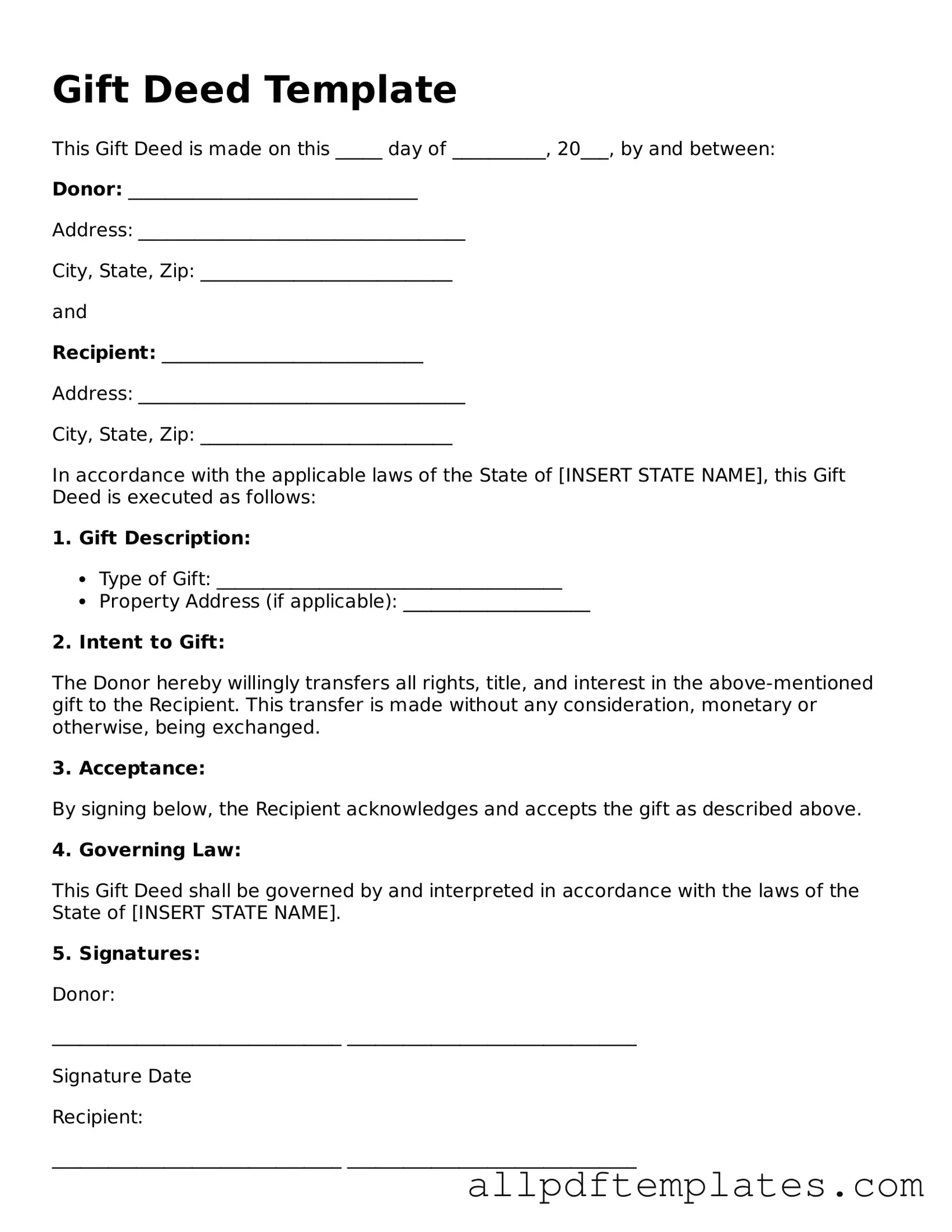 Free Gift Deed Template