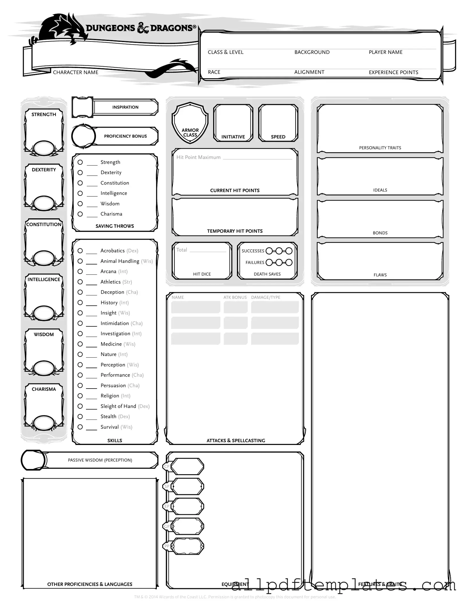 Get Dnd Character Sheet Form in PDF