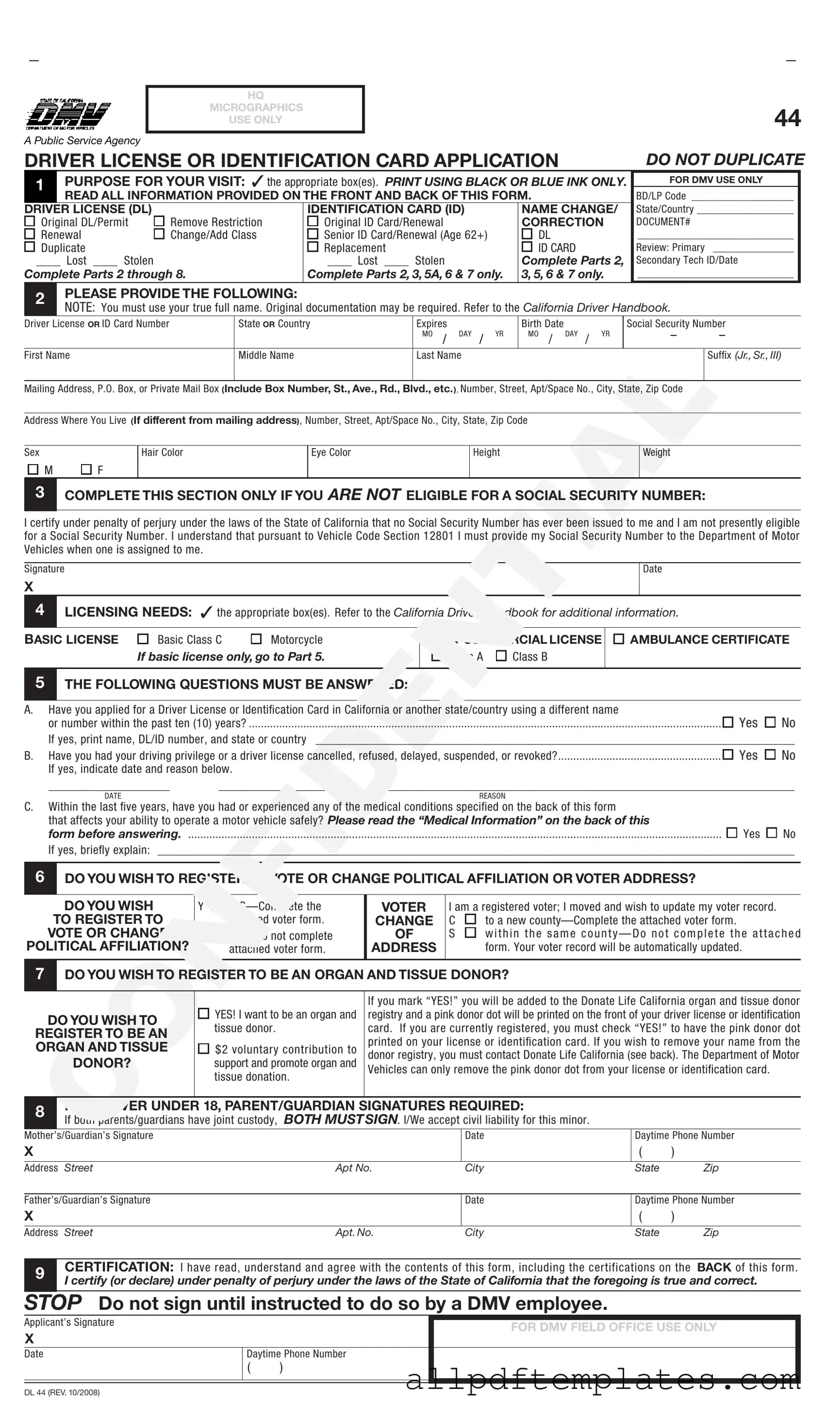 Get Ca Dmv Dl 44 Form in PDF
