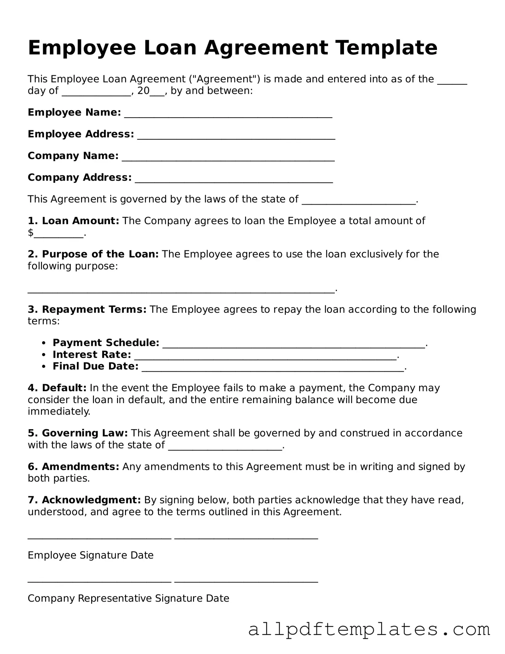 Free Employee Loan Agreement Template
