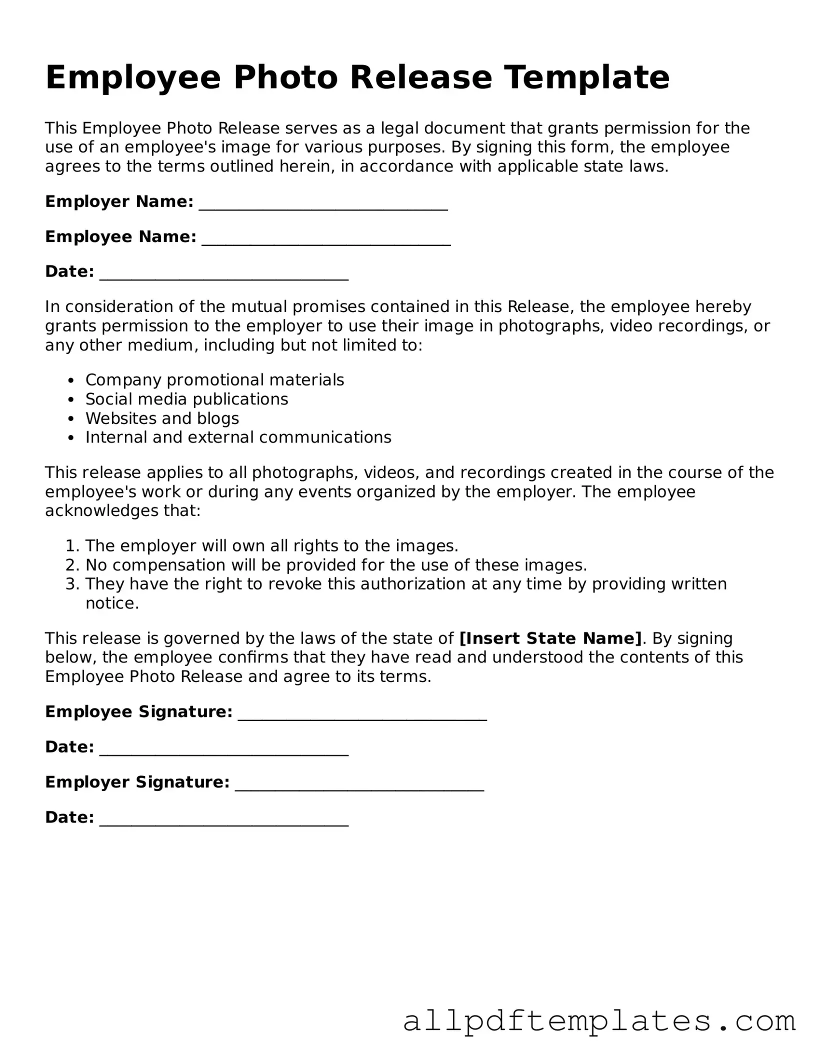 Free Employee Photo Release Template