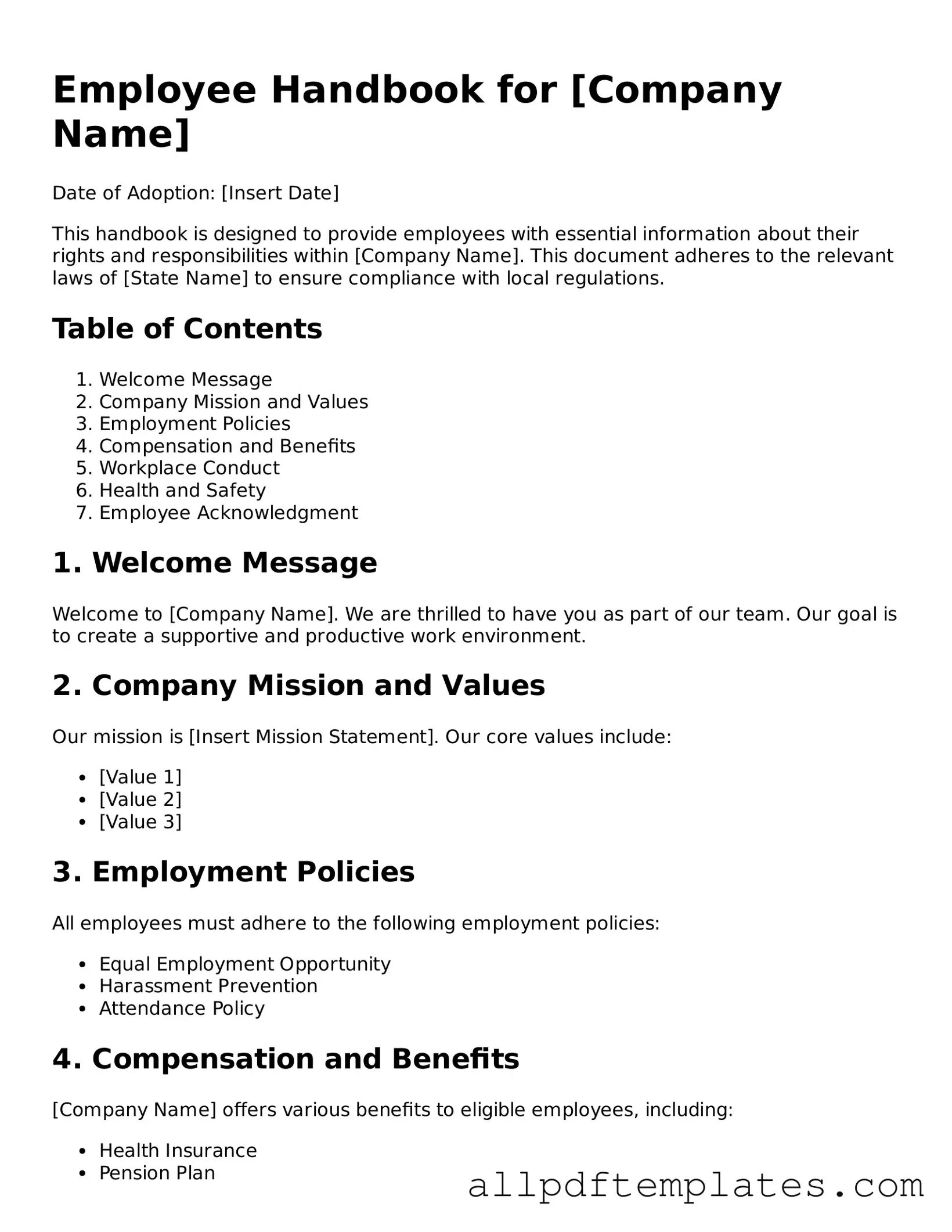 Free Employee Handbook Template