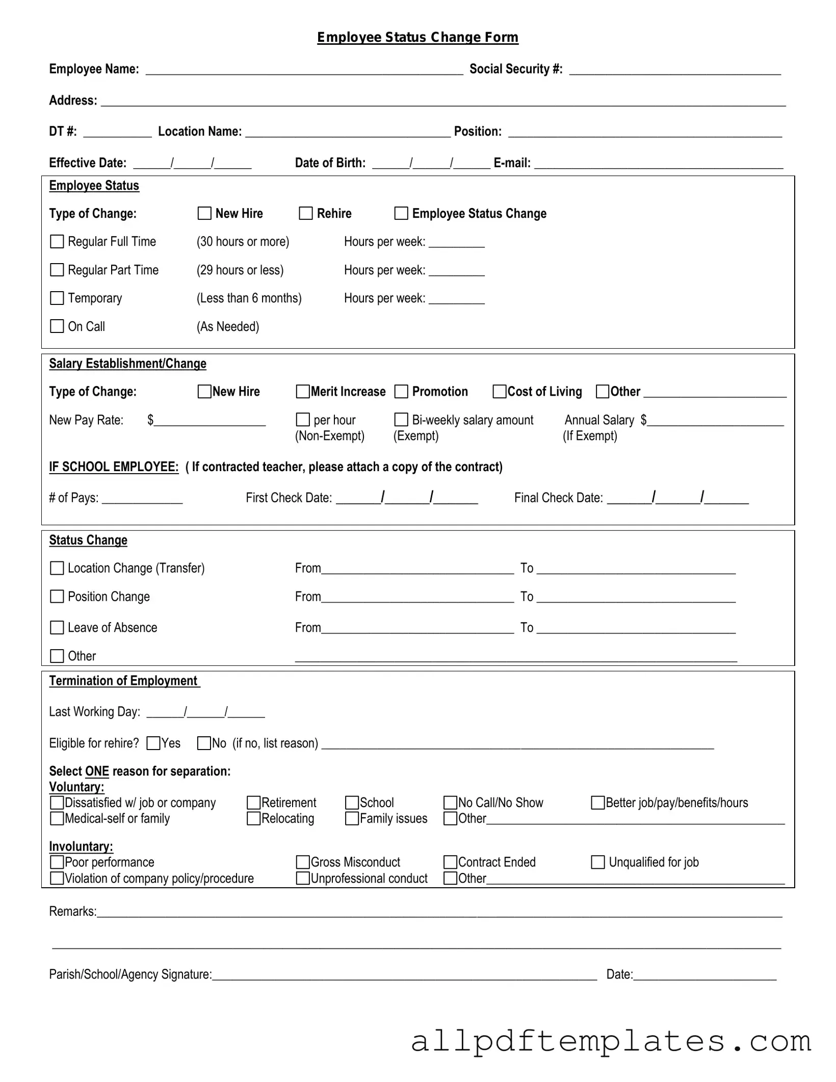 Get Employee Status Change Form in PDF