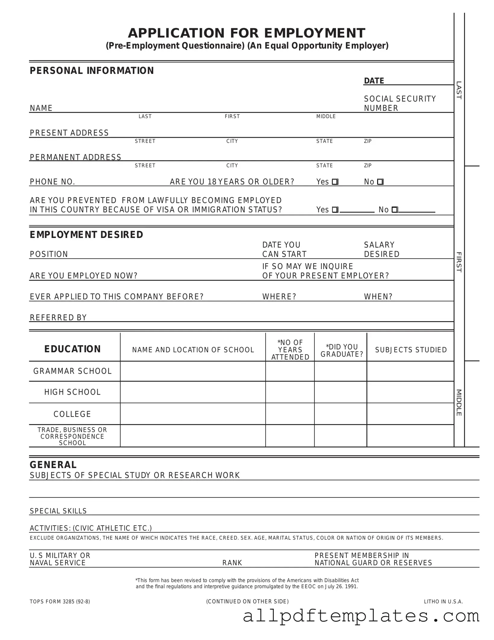 Get Employment Application Pdf Form in PDF
