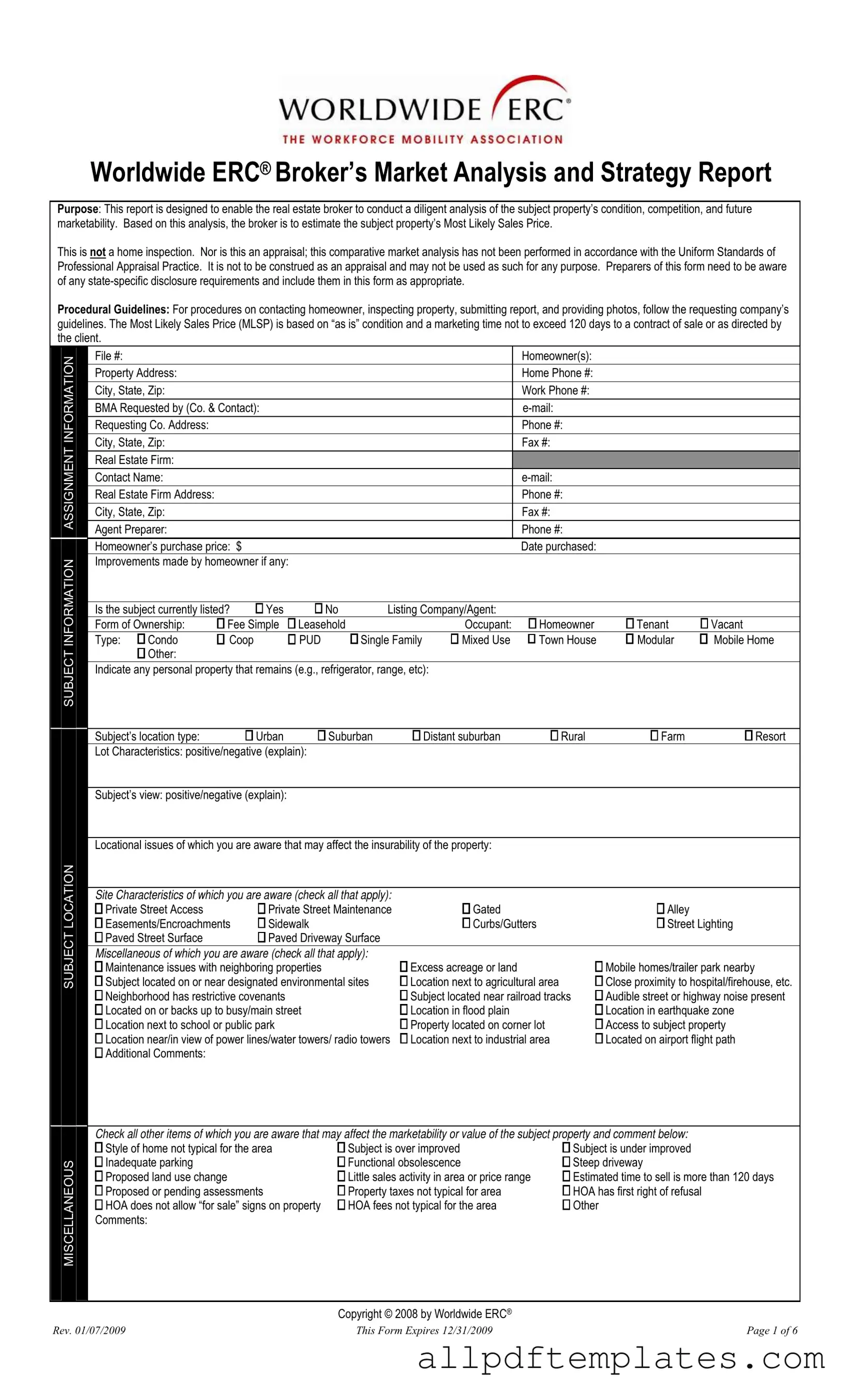 Get Erc Broker Market Analysis Form in PDF