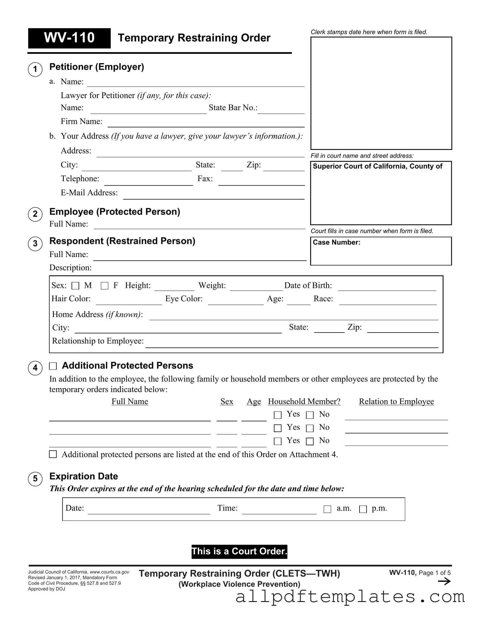 Get Fake Restraining Order Form in PDF