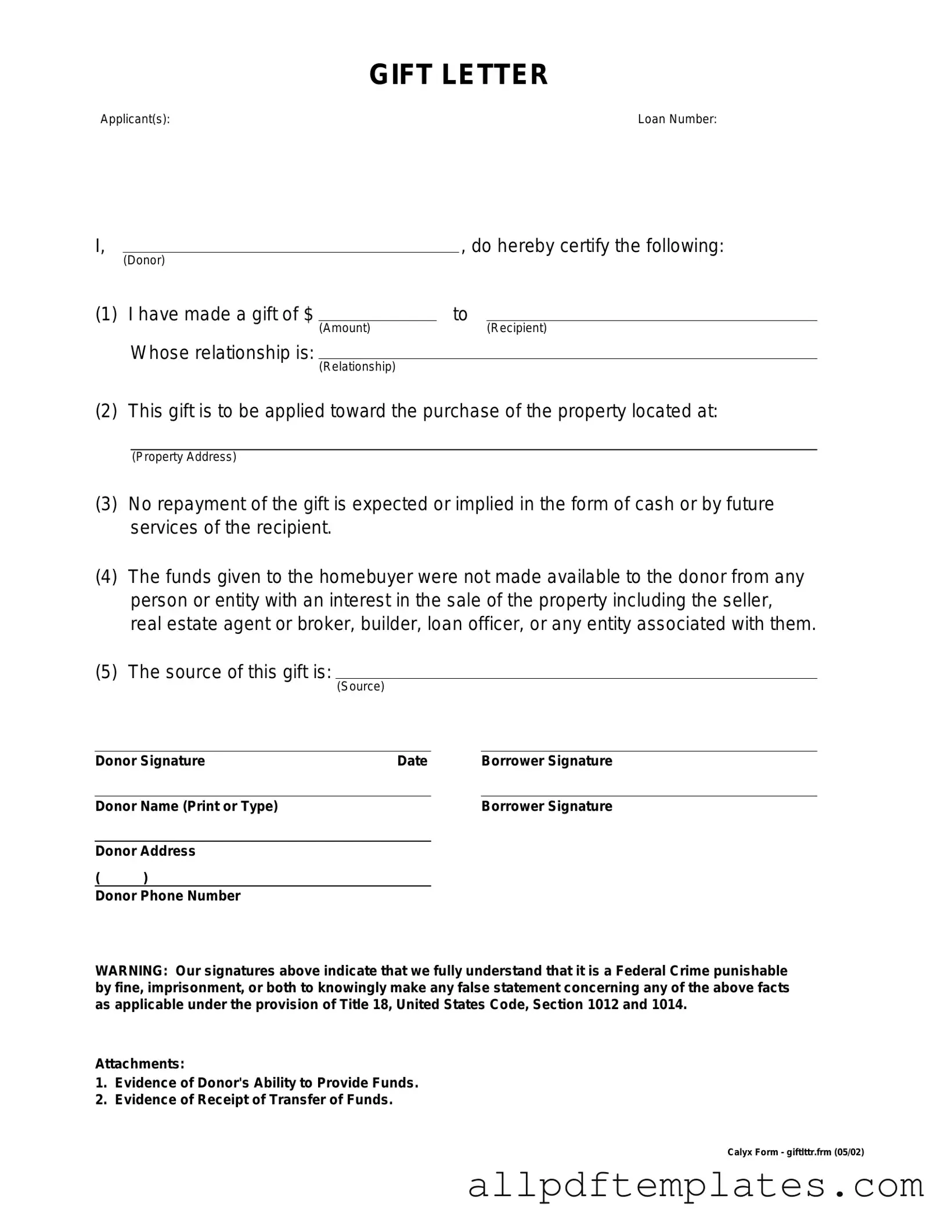 Get Gift Letter Form in PDF
