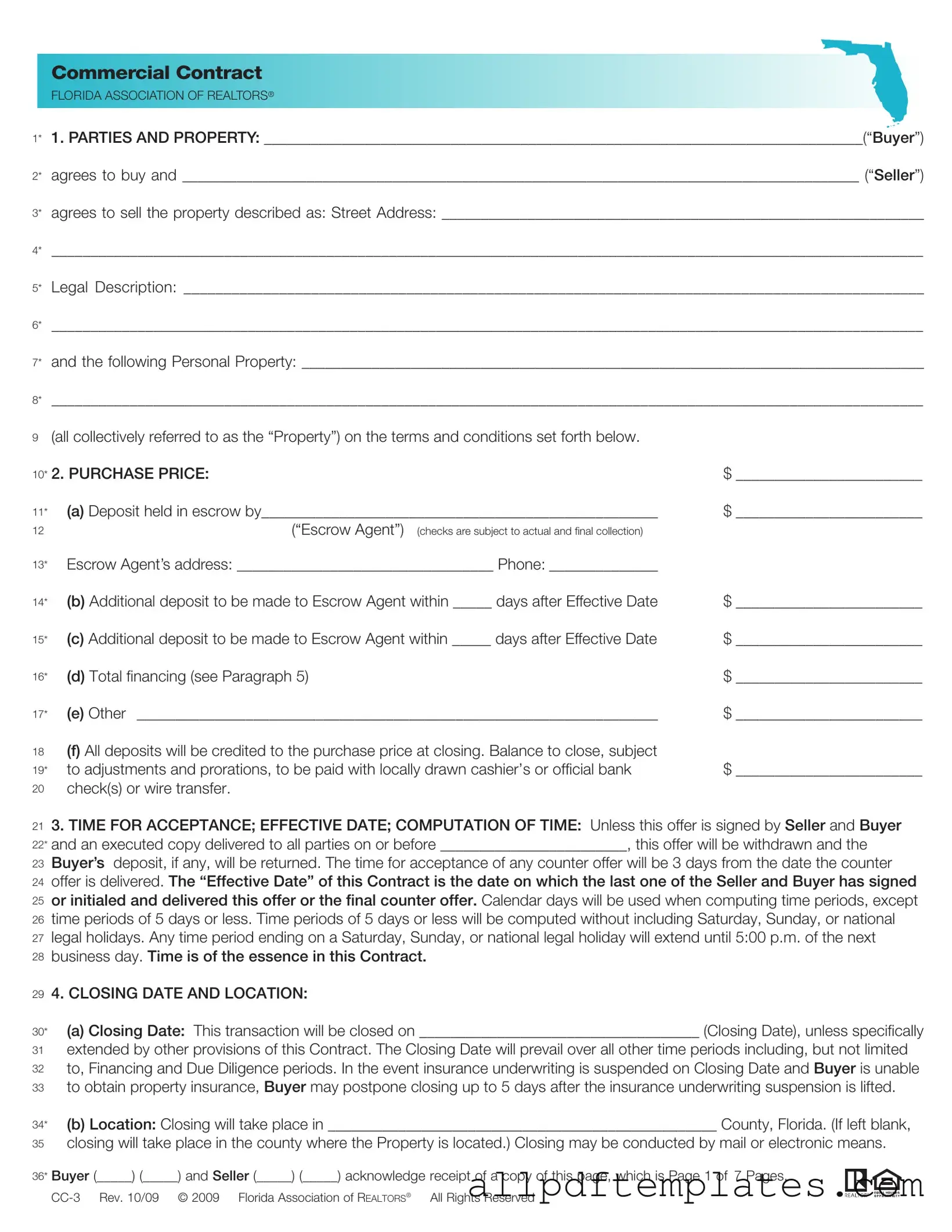 Get Florida Commercial Contract Form in PDF