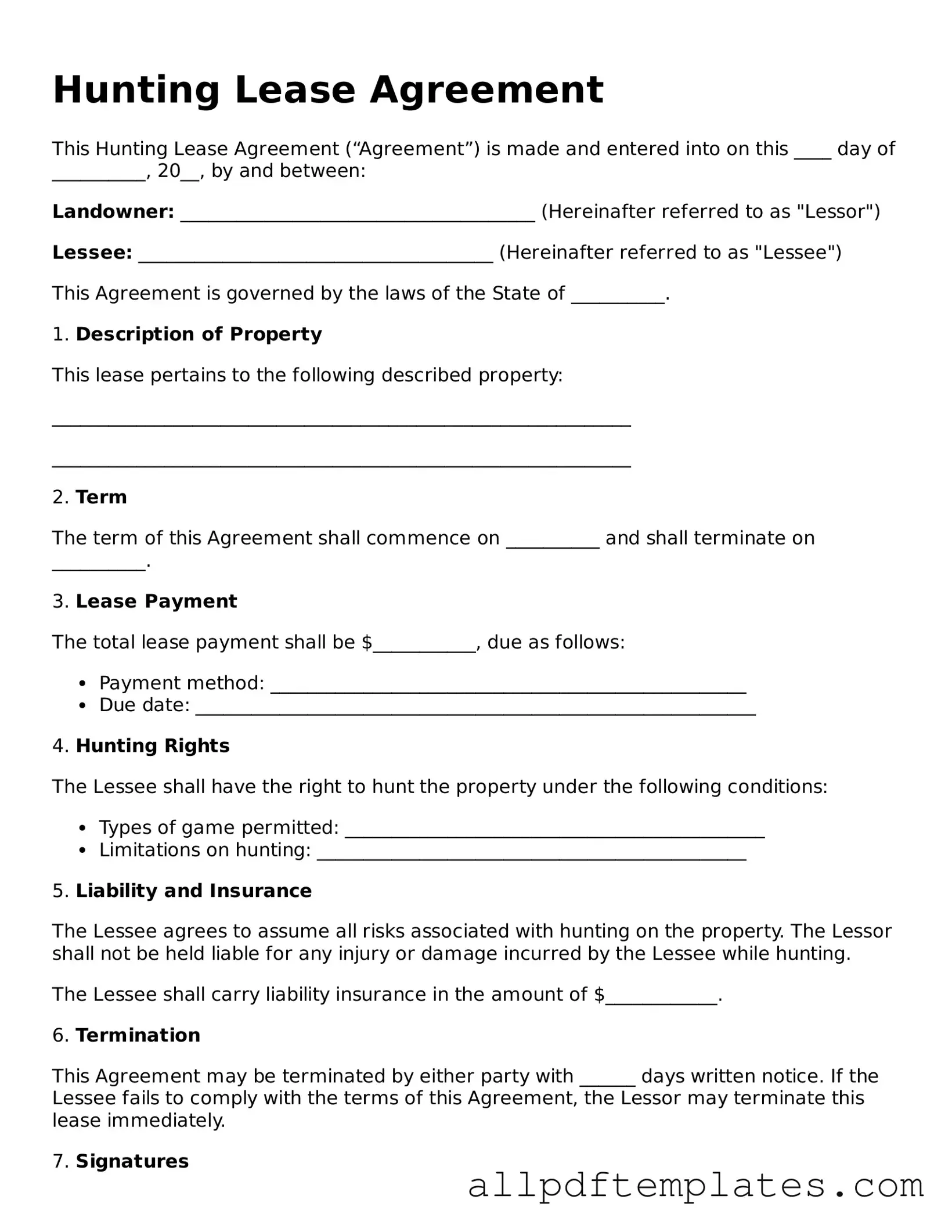 Free Hunting Lease Agreement Template