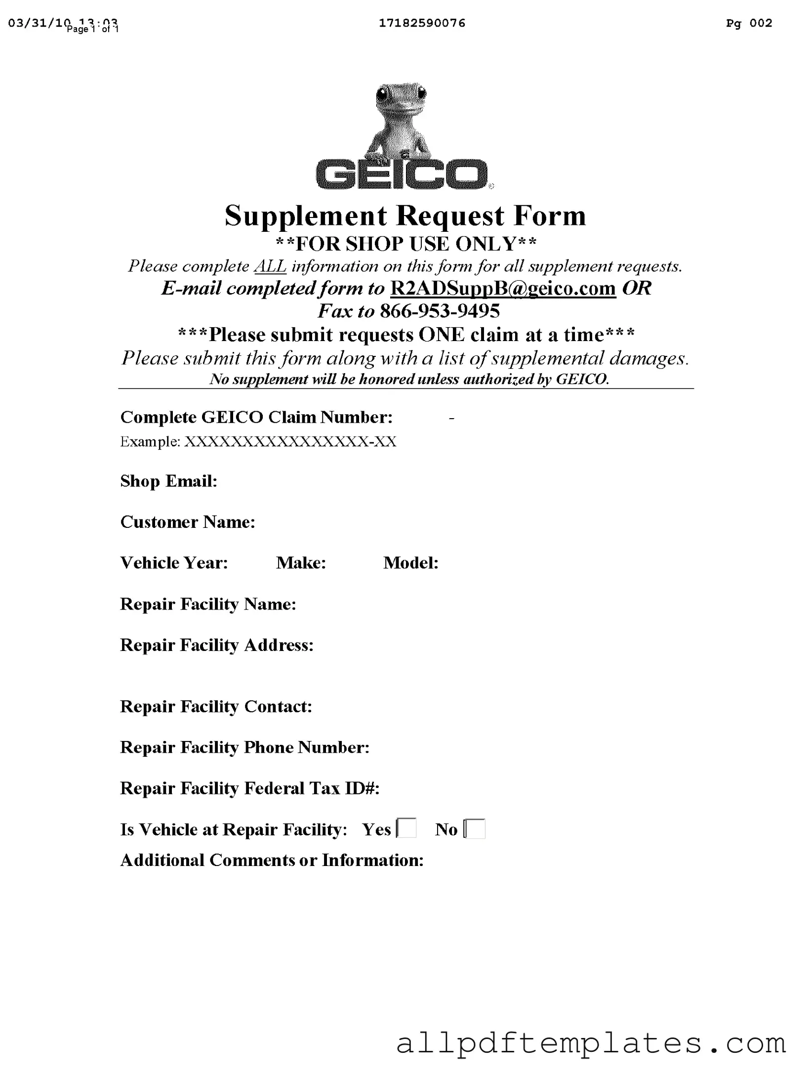 Get Geico Supplement Request Form in PDF