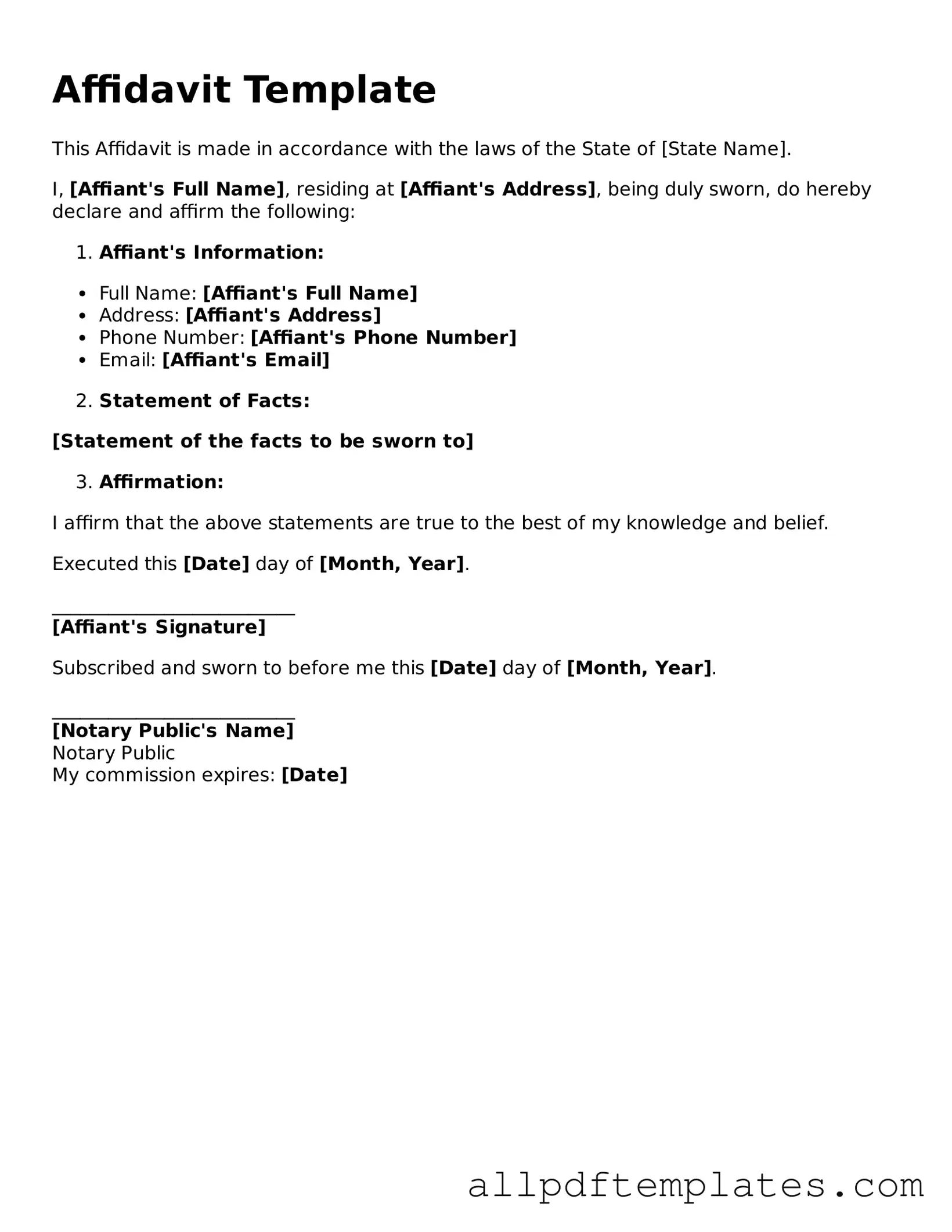 Free Affidavit Template