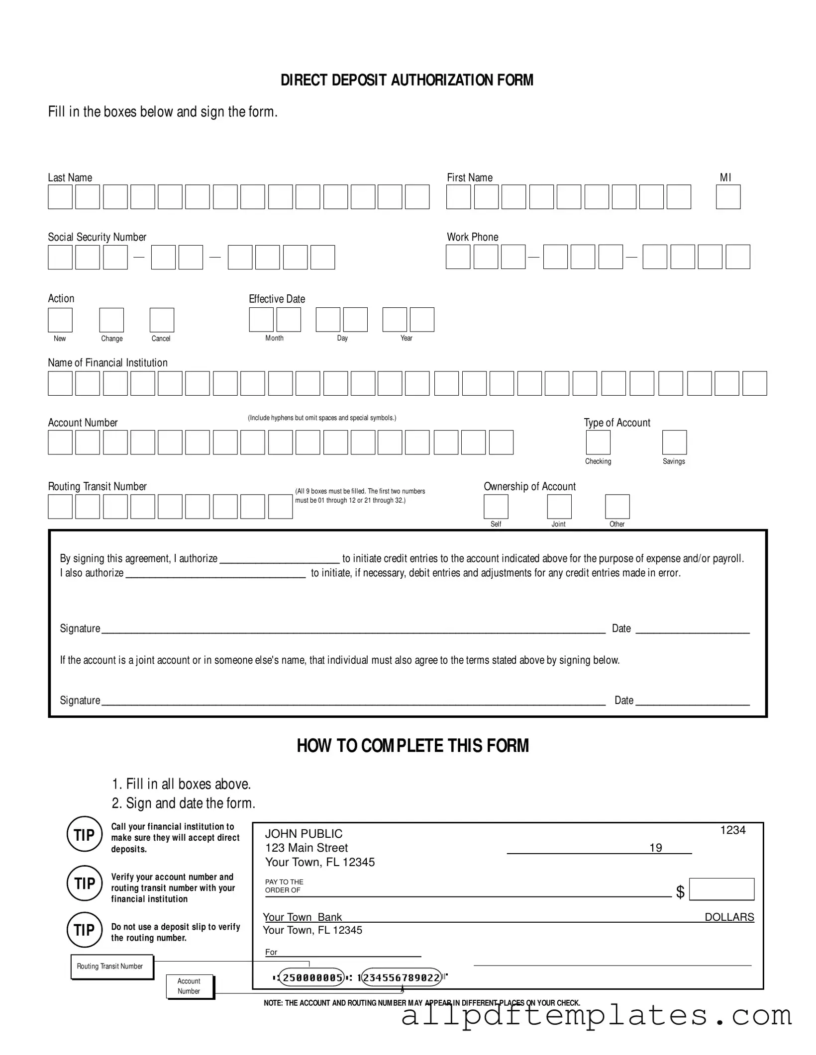 Get Generic Direct Deposit Form in PDF