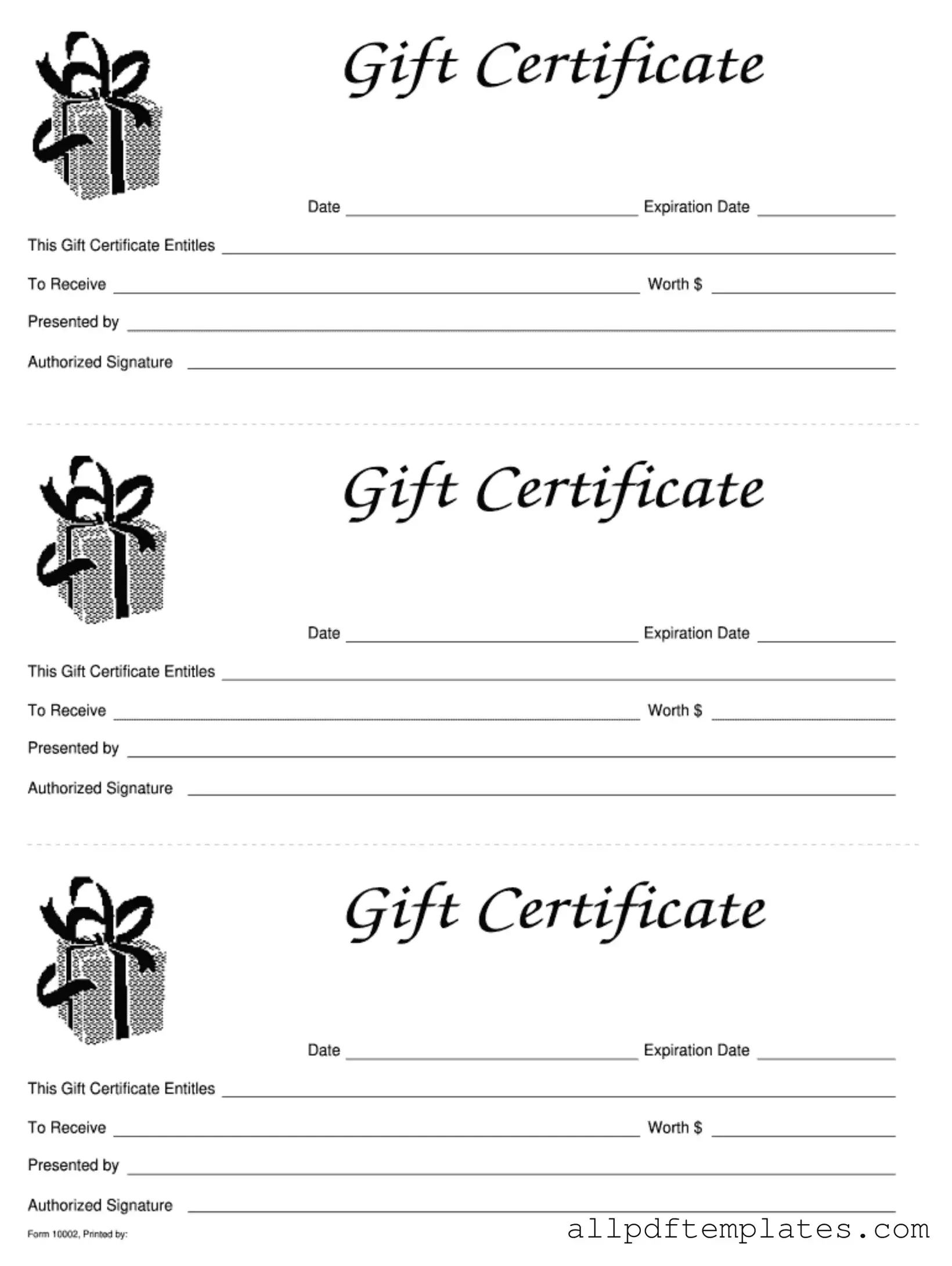 Get Gift Certificate Form in PDF