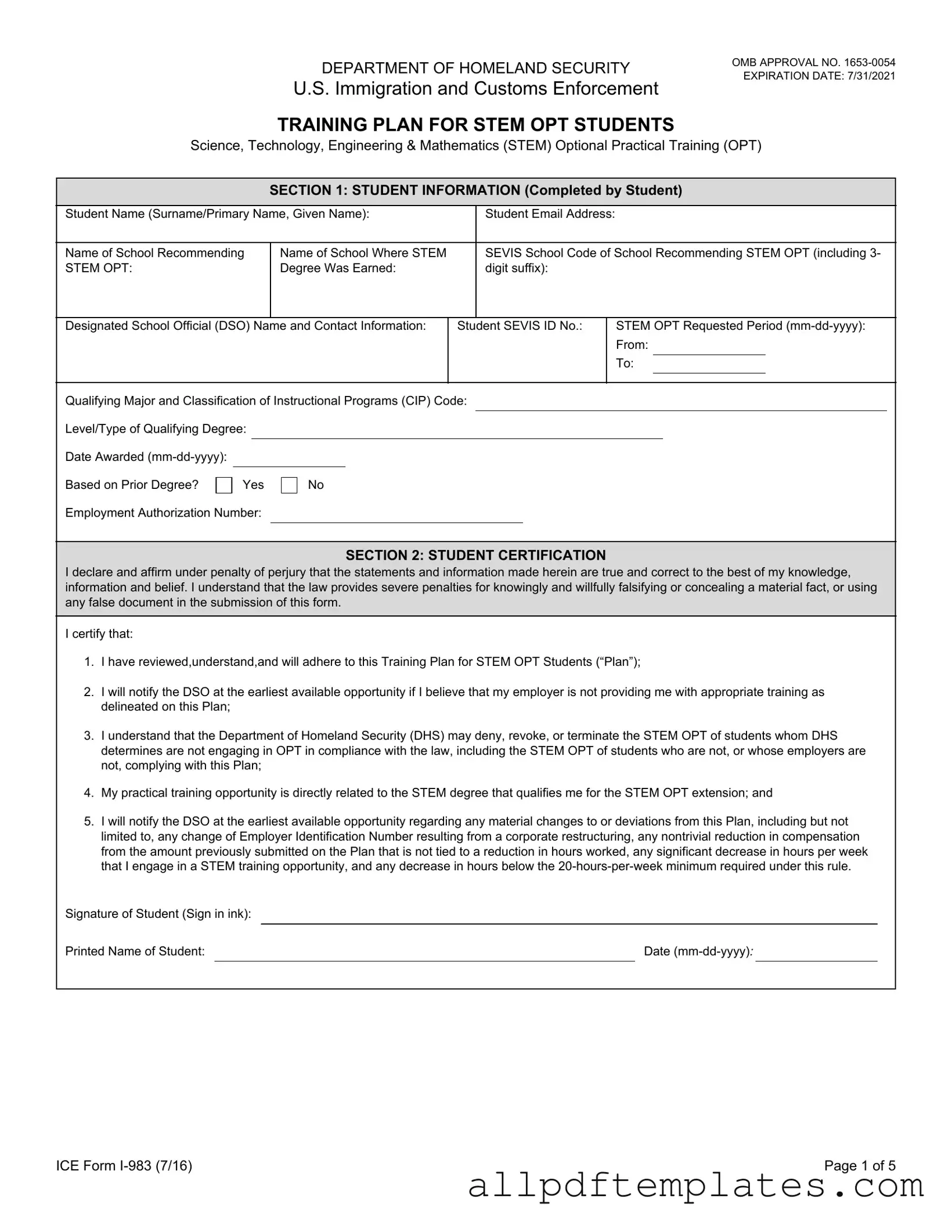 Get ICE I-983 Form in PDF