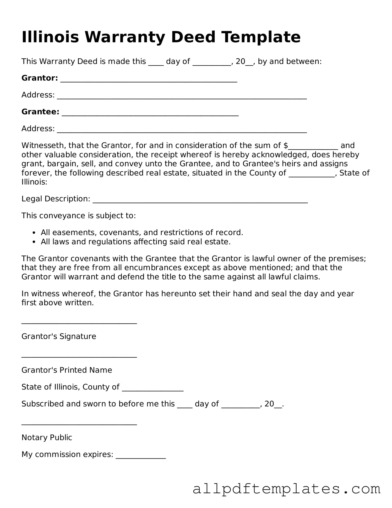 Blank Deed Document for Illinois State