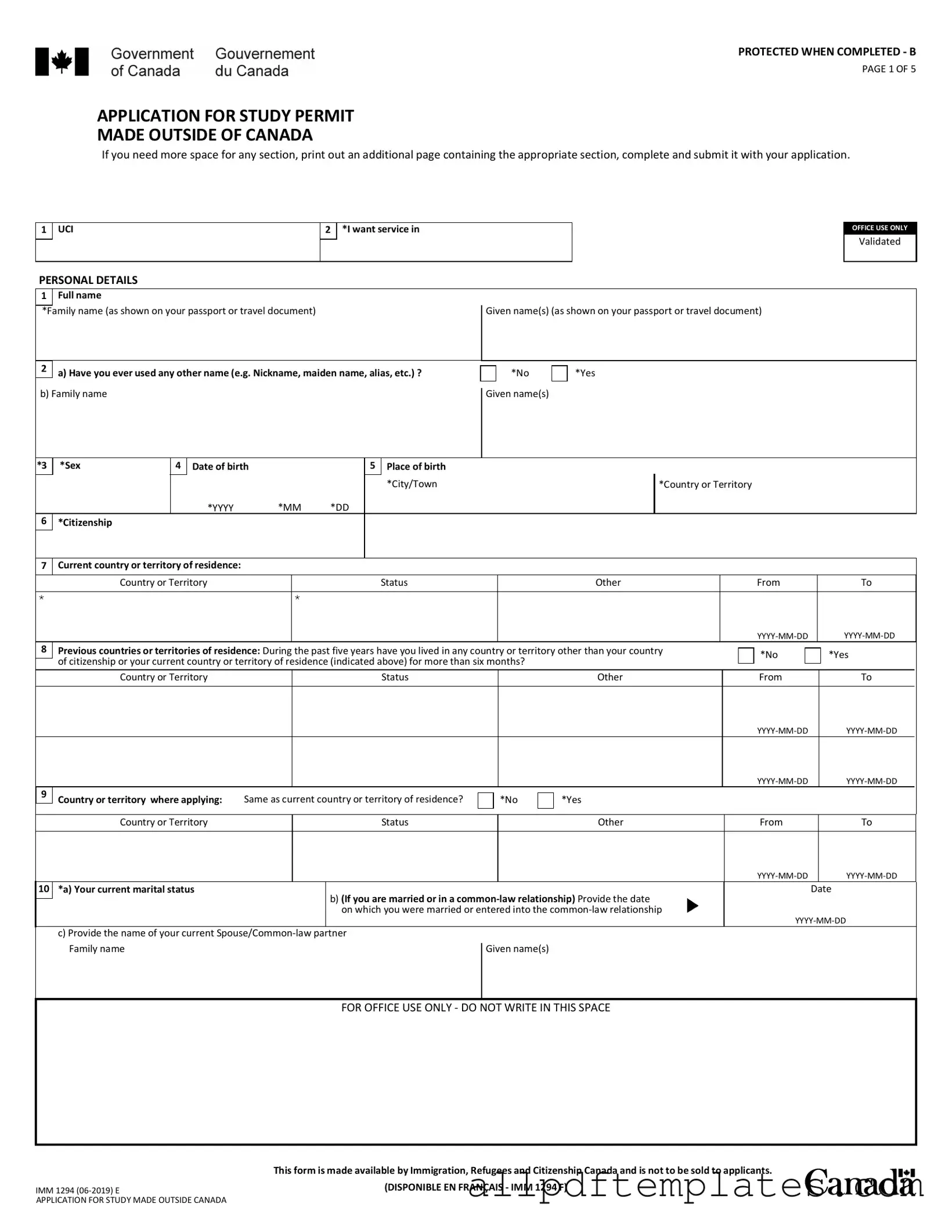 Get Imm 1294 Form in PDF