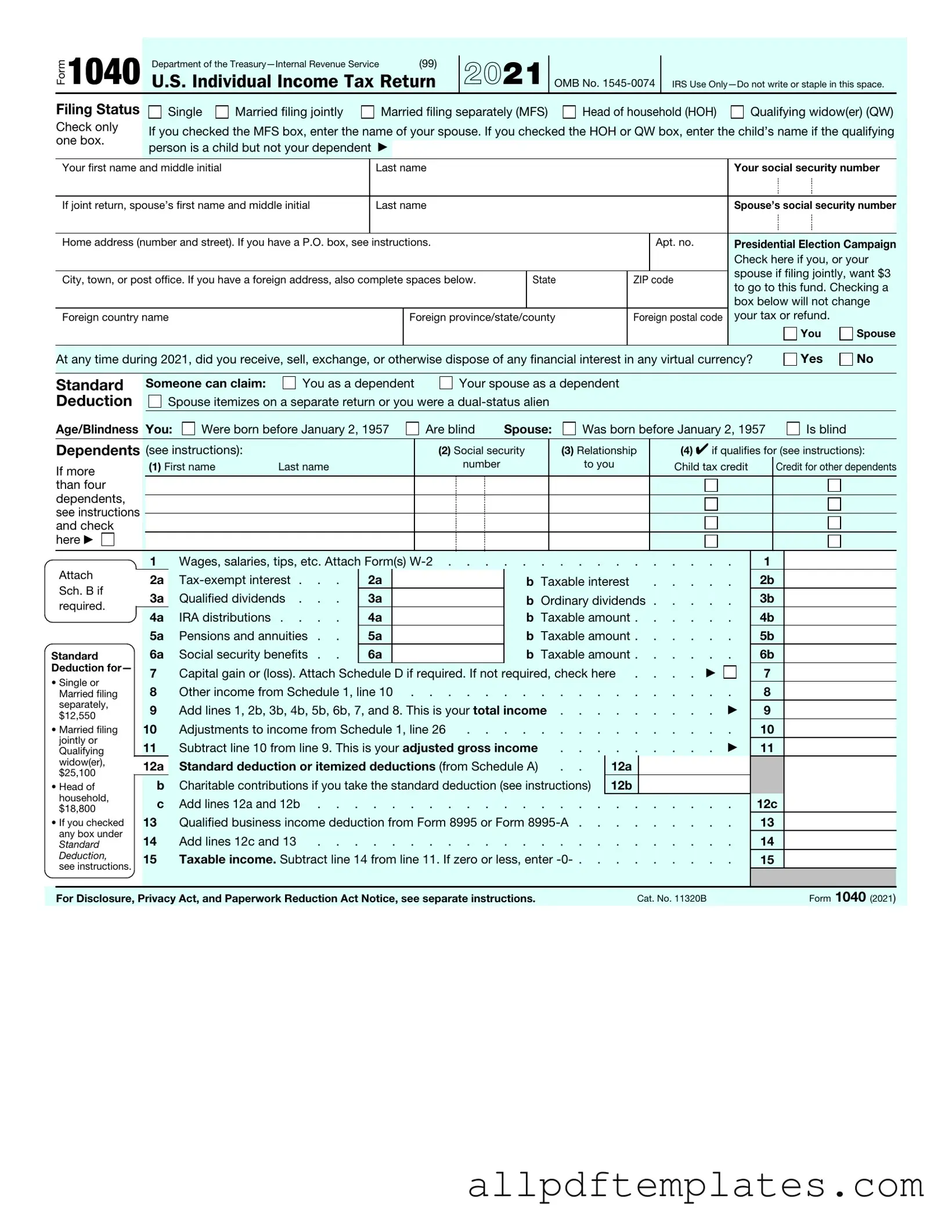 Get IRS 1040 Form in PDF