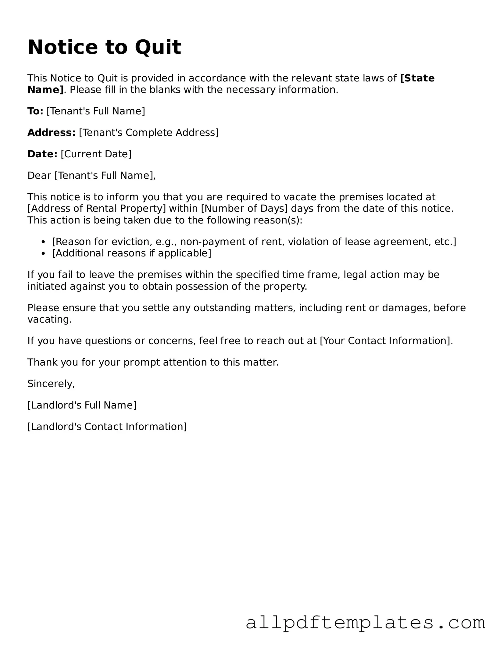 Free Notice to Quit Template