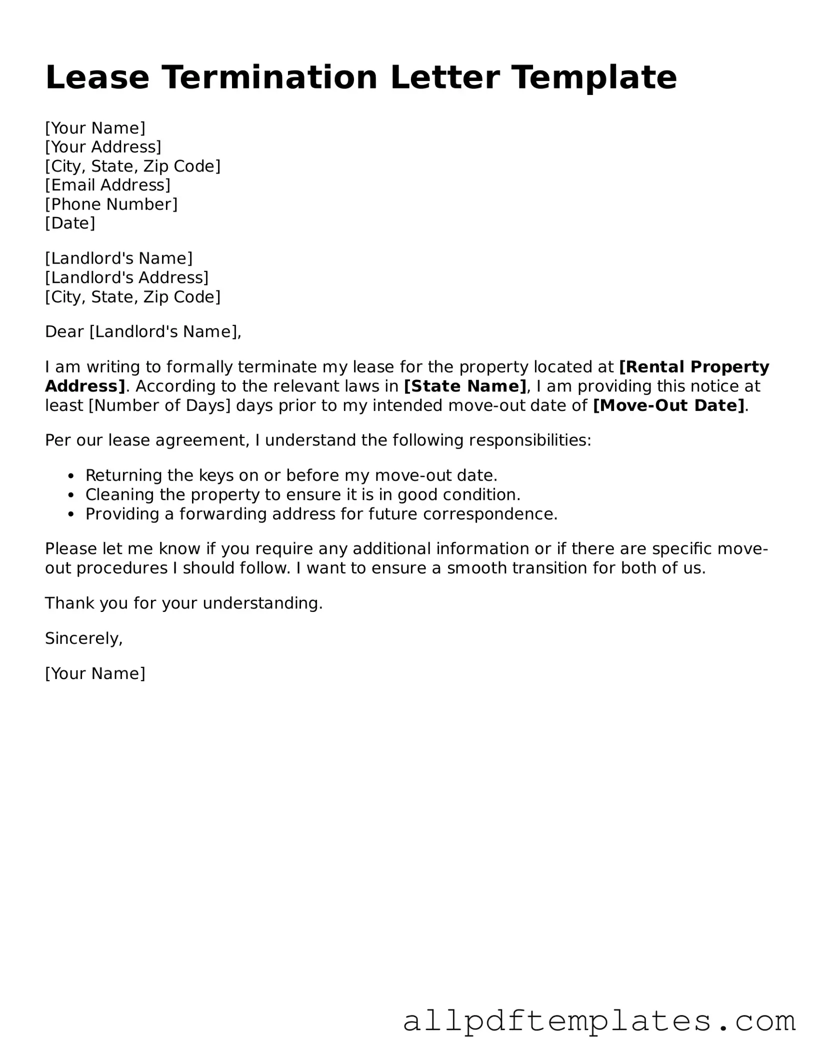 Free Lease Termination Letter Template