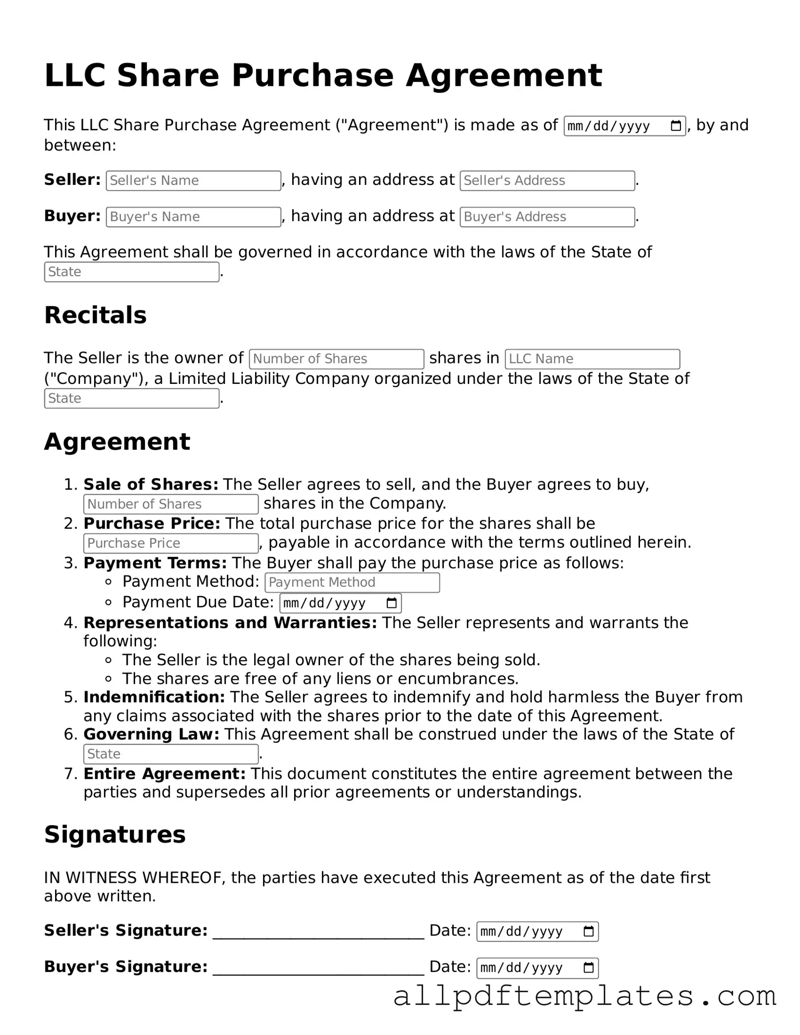 Free LLC Share Purchase Agreement Template