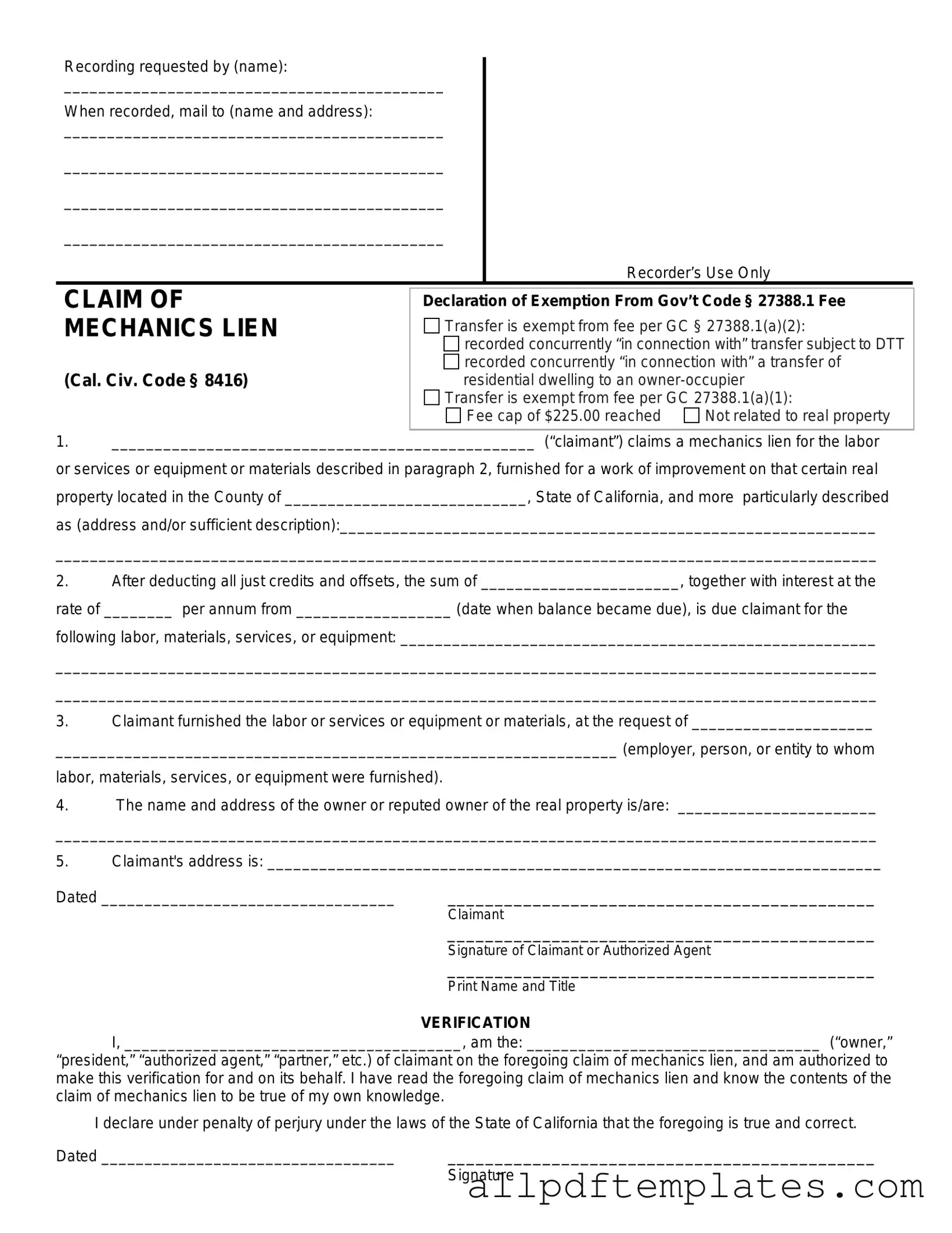 Get Mechanics Lien California Form in PDF