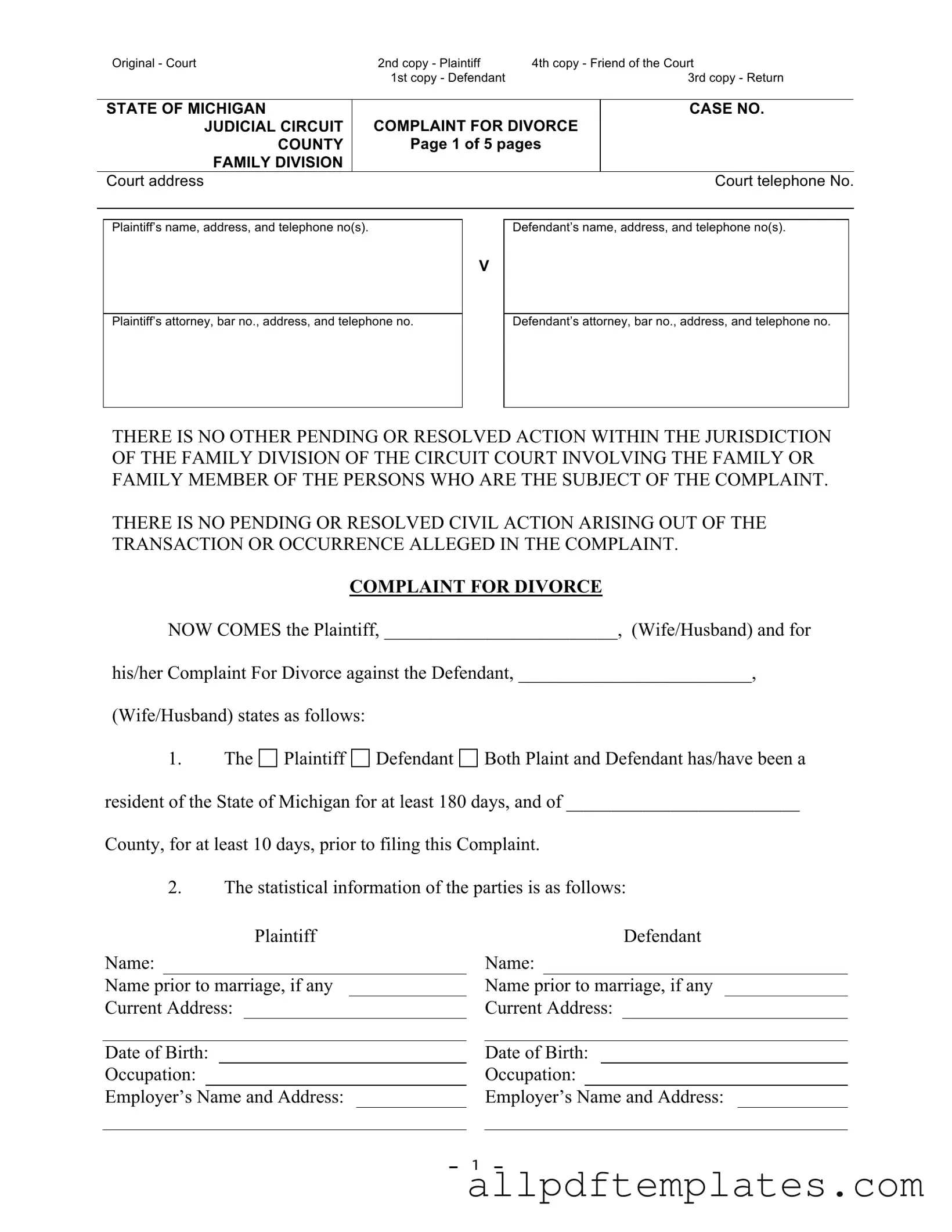 Get Michigan Complaint Divorce Form in PDF