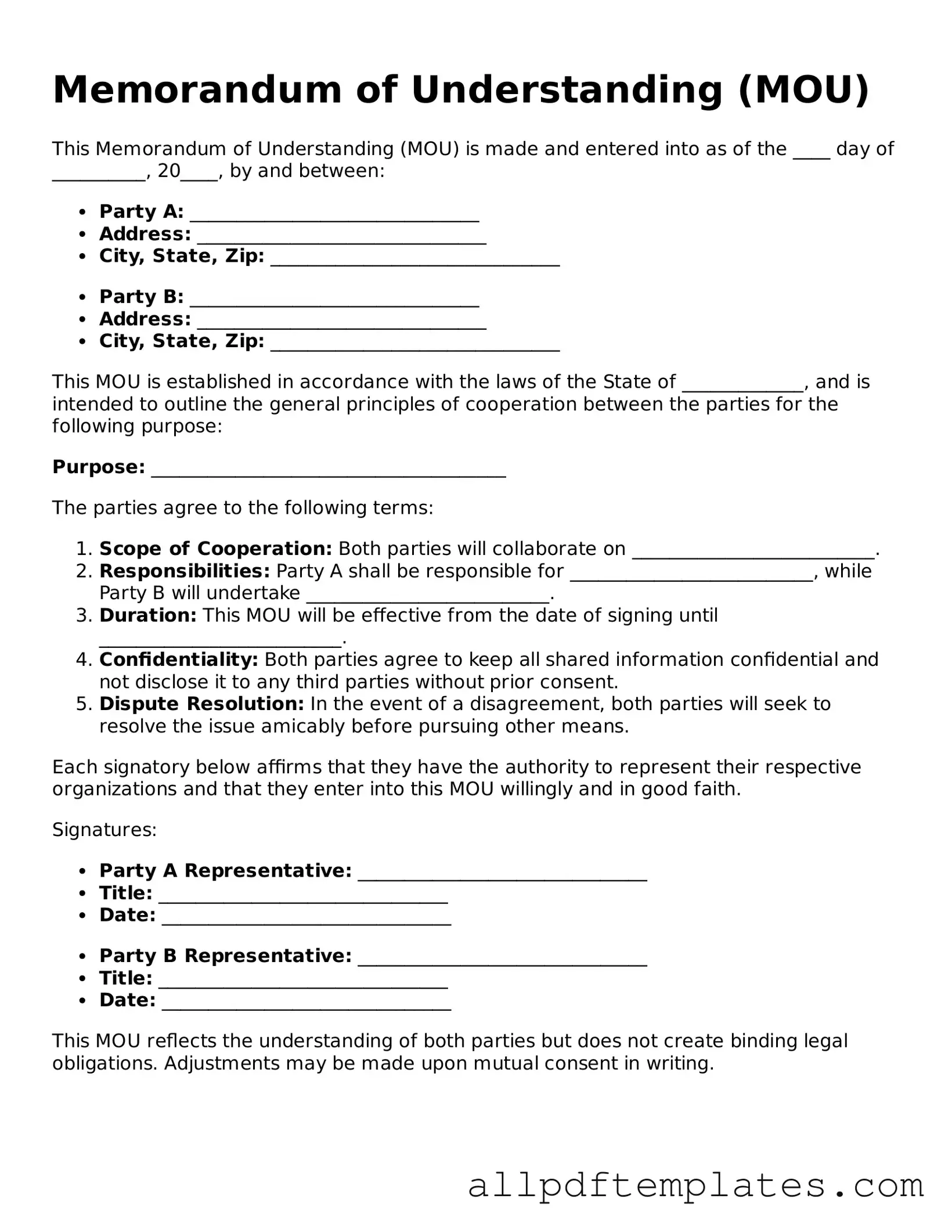 Free Memorandum of Understanding Template