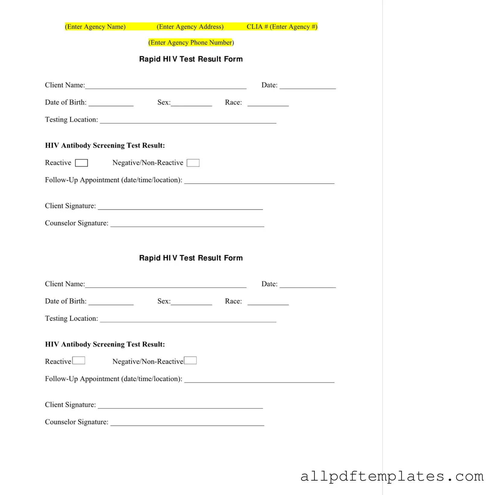 Get Negative Hiv Test Form in PDF