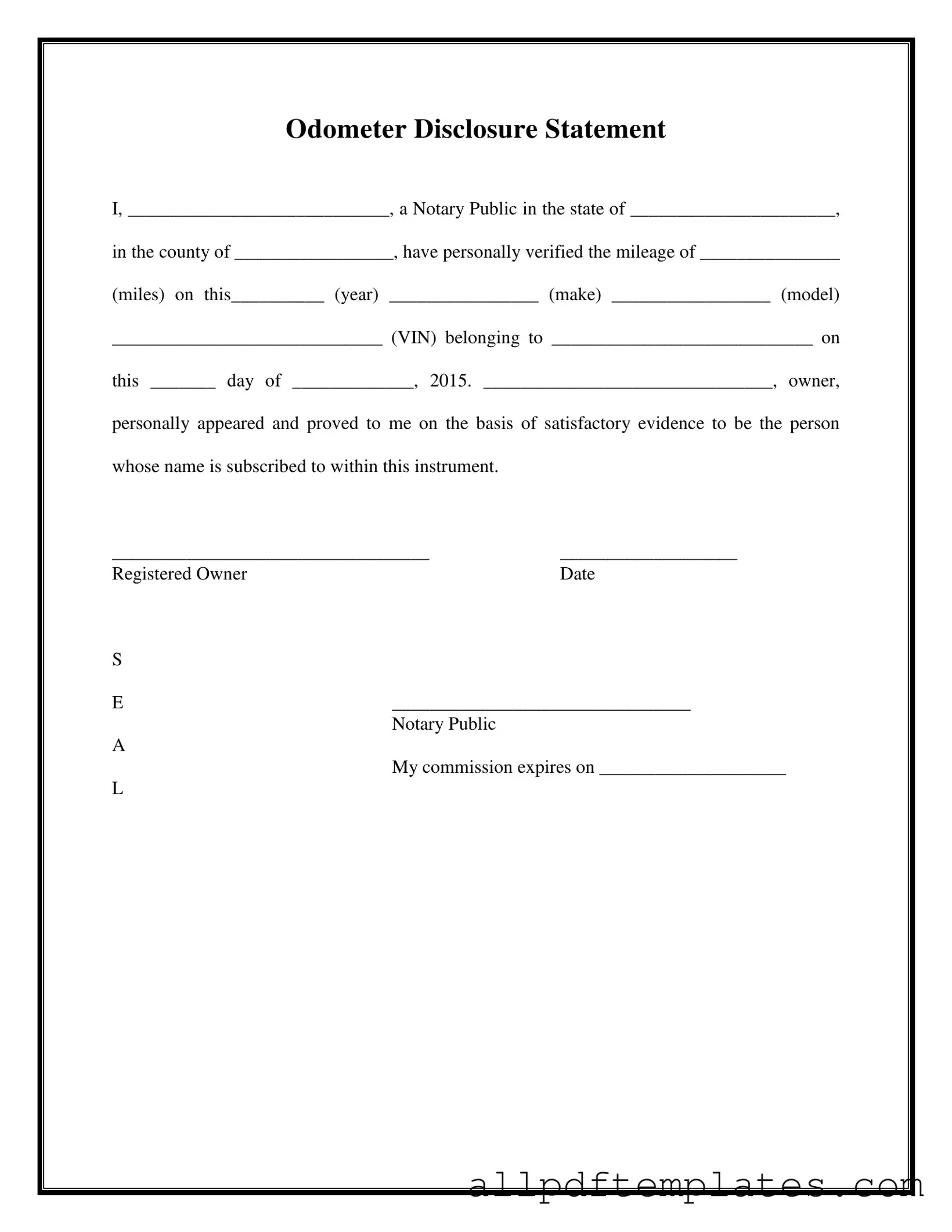Get Notarized Odometer Statement Form in PDF