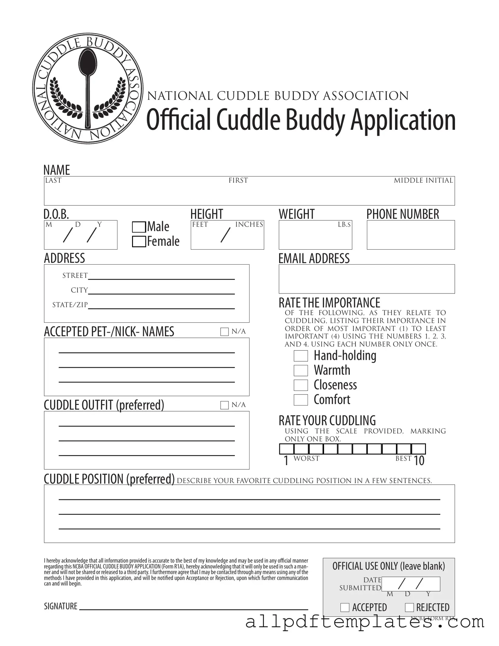 Get Cuddle Buddy Application Form in PDF