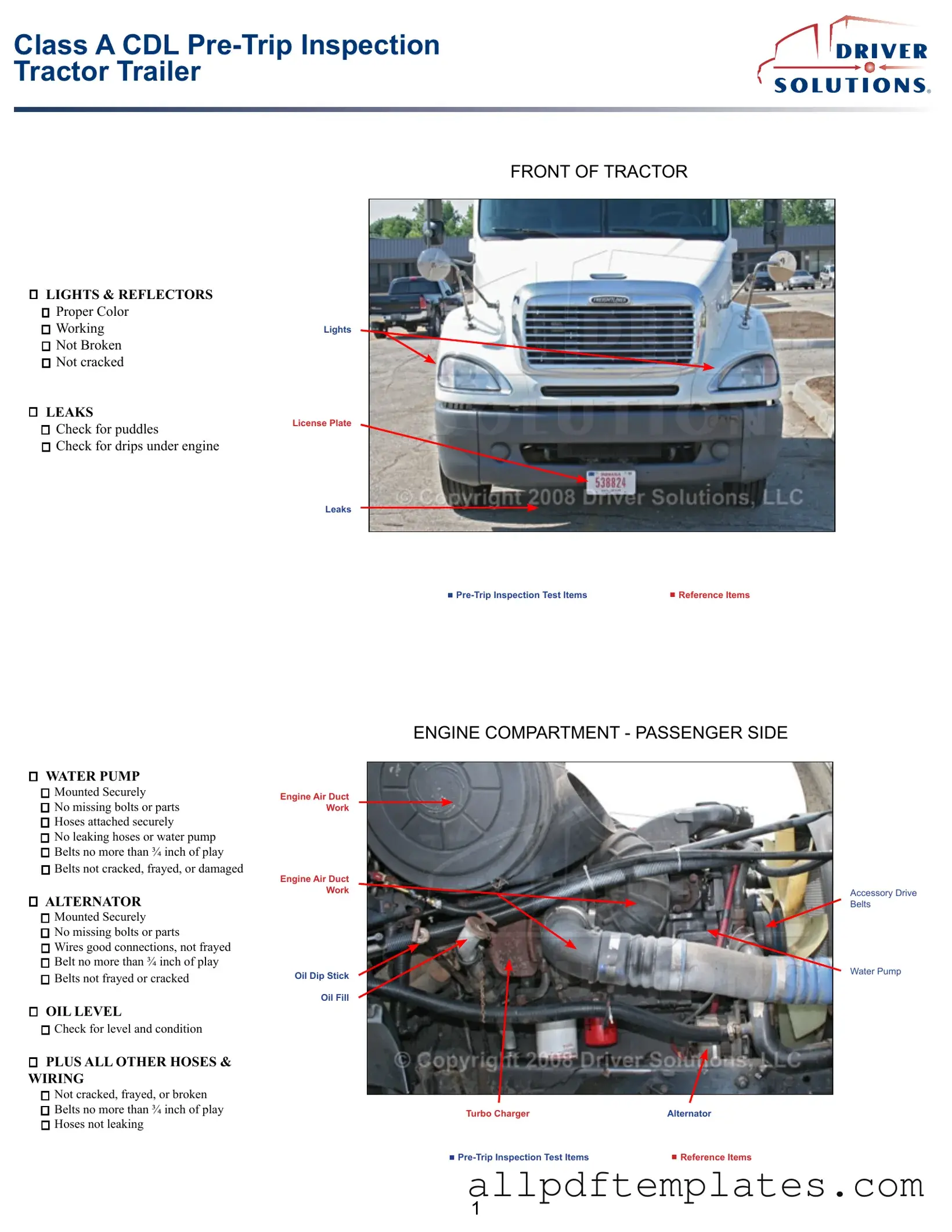 Get Pre Trip Inspection Checklist Form in PDF