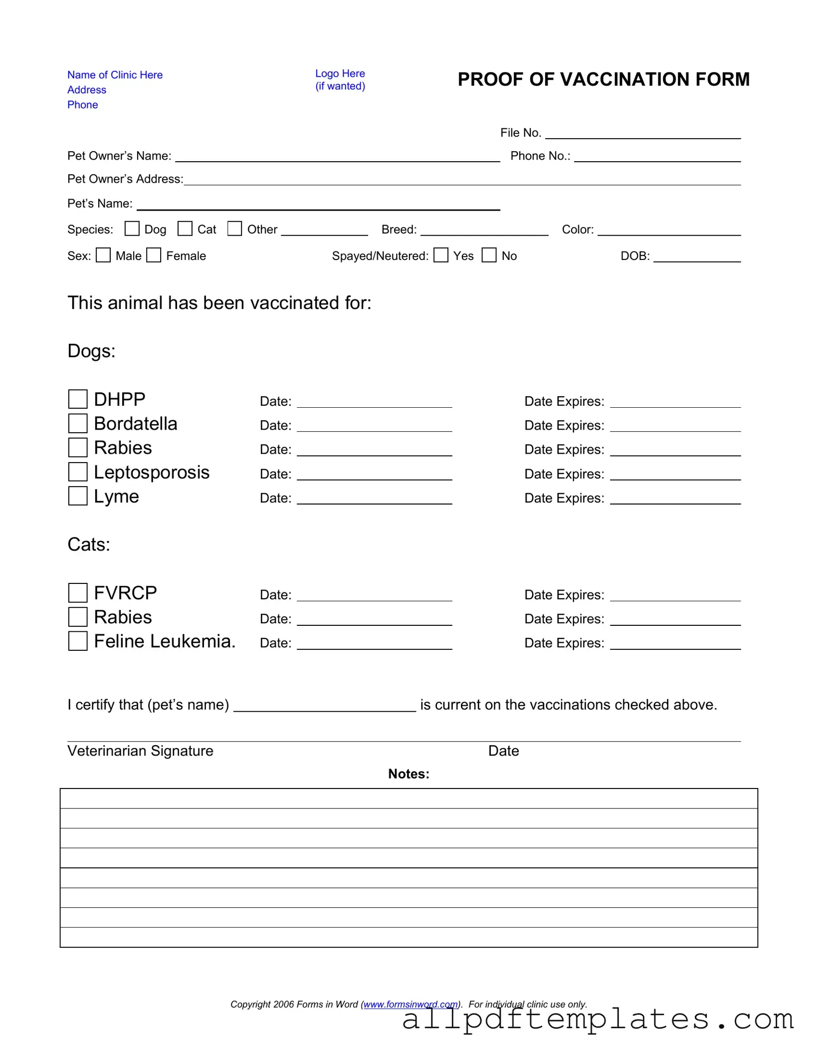 Get Proof Of Vaccination Dog Form in PDF