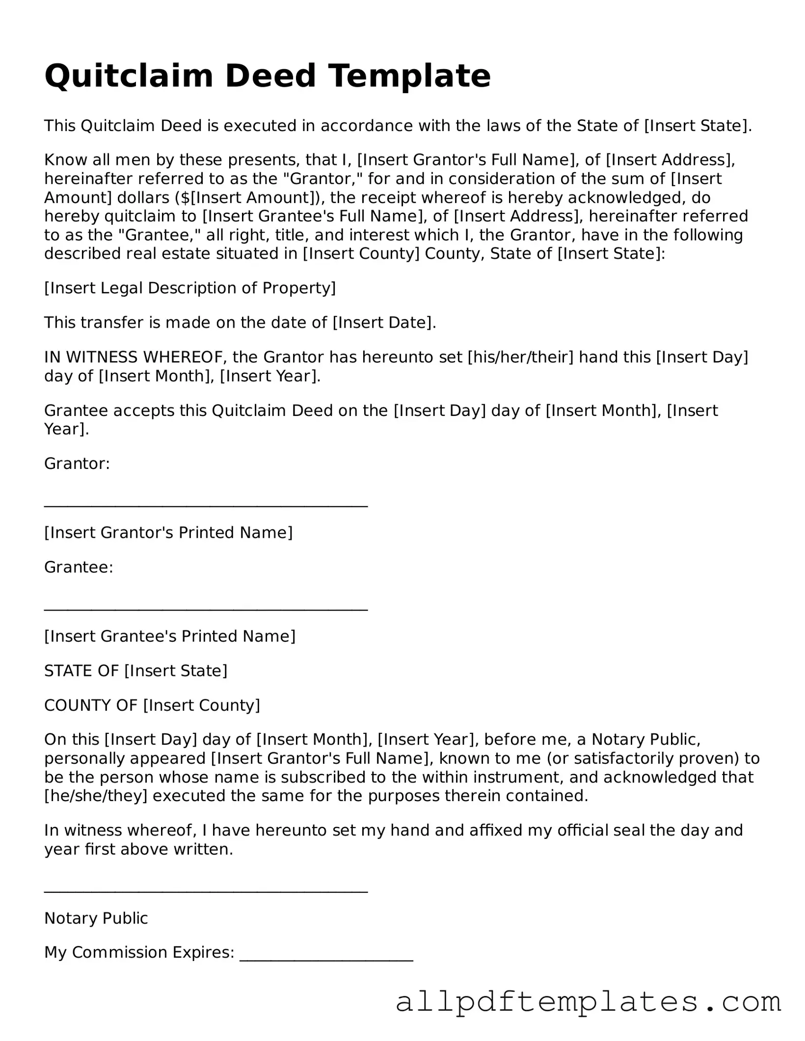 Free Quitclaim Deed Template