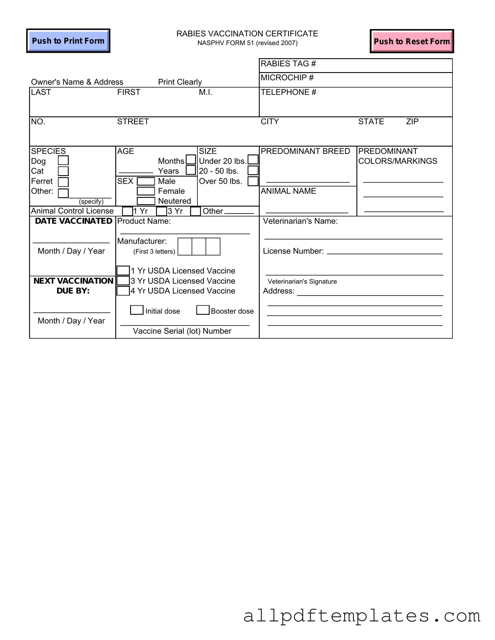 Get Rabies Certificate Form in PDF