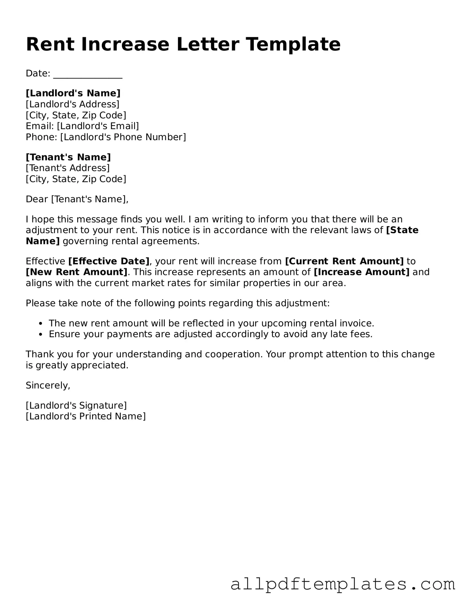 Free Rent Increase Letter Template